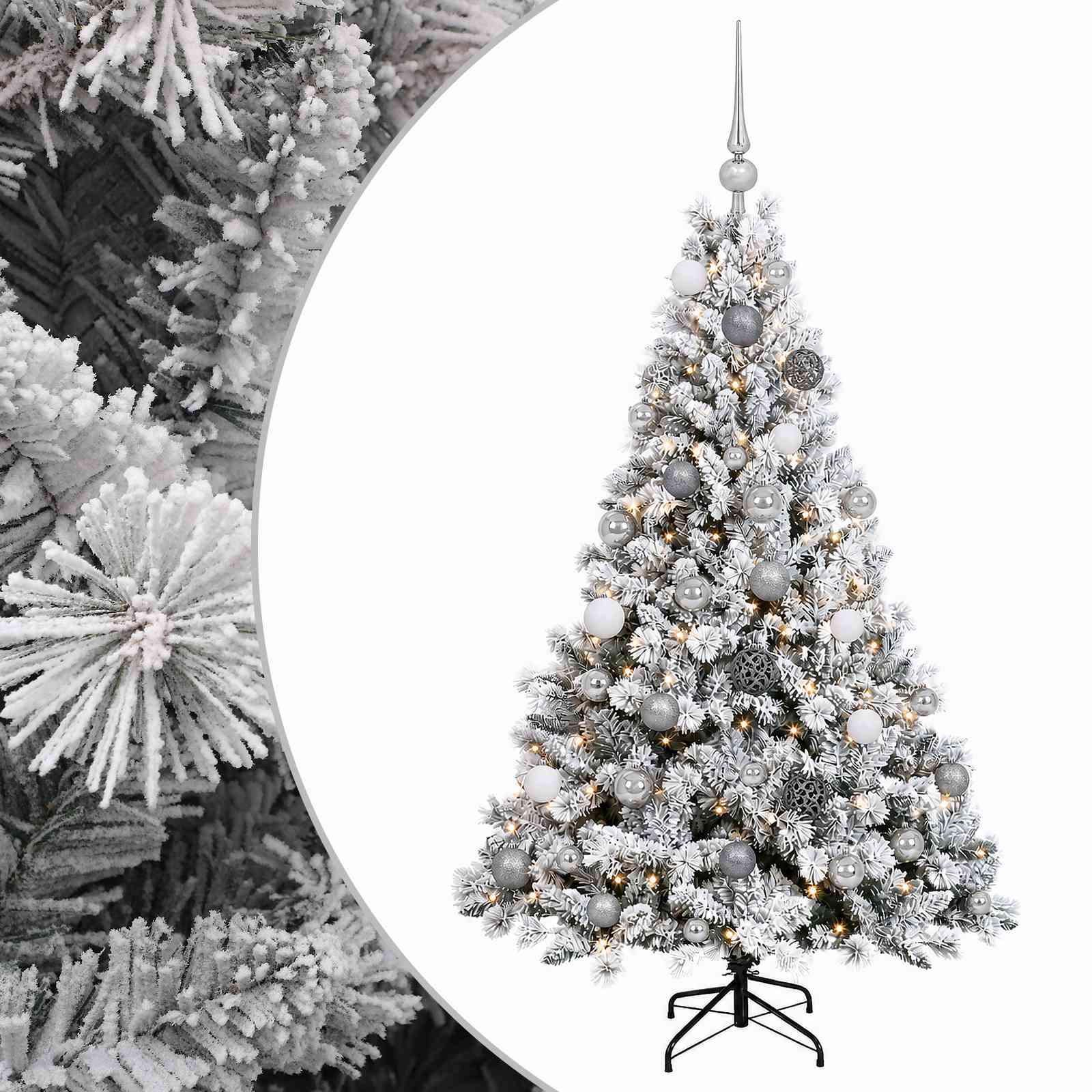 vidaXL Brad de Crăciun artificial cu globuri 150 cm 150 LED-uri
