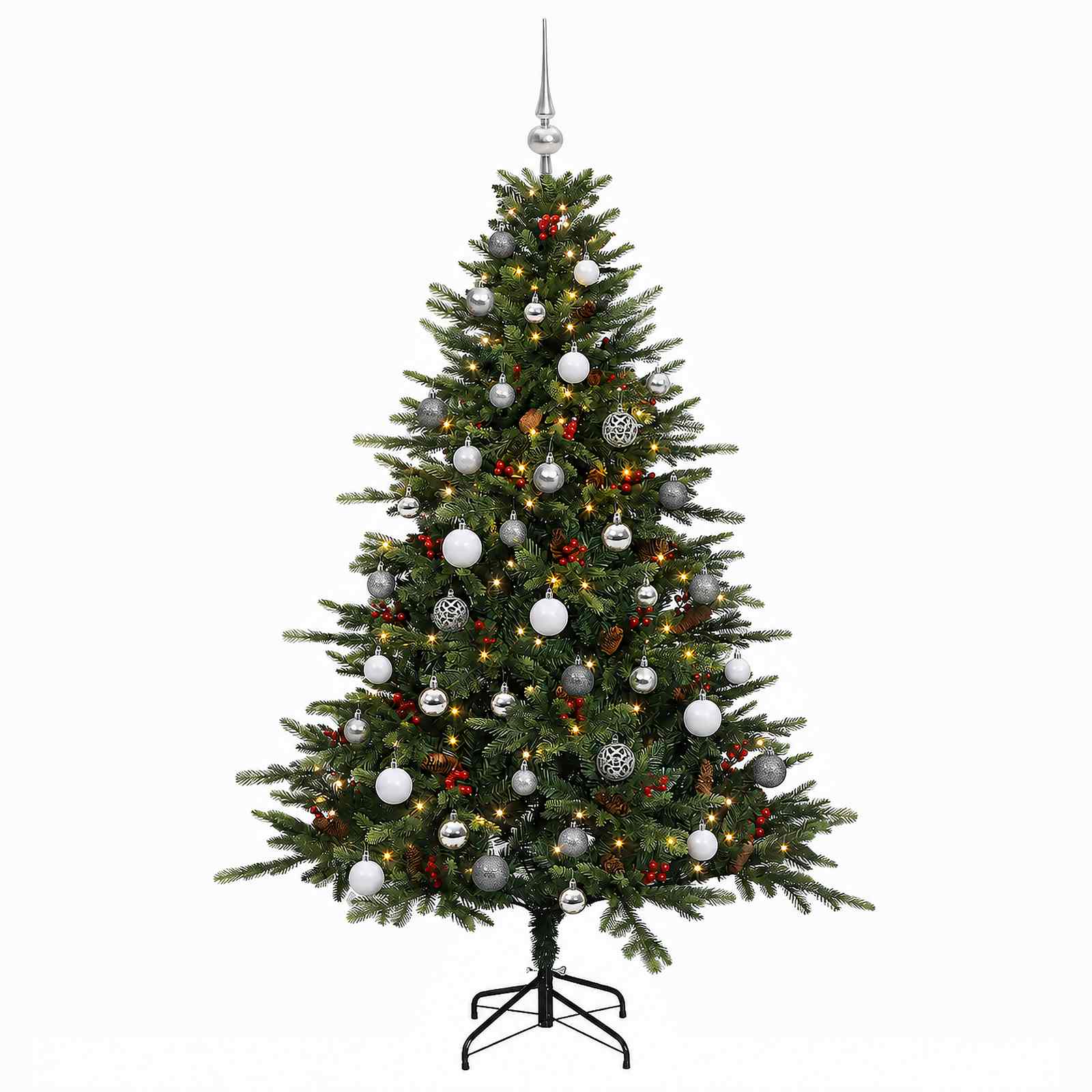 Umetna božična jelka z bučko 120 cm 150 LED Toplo bela