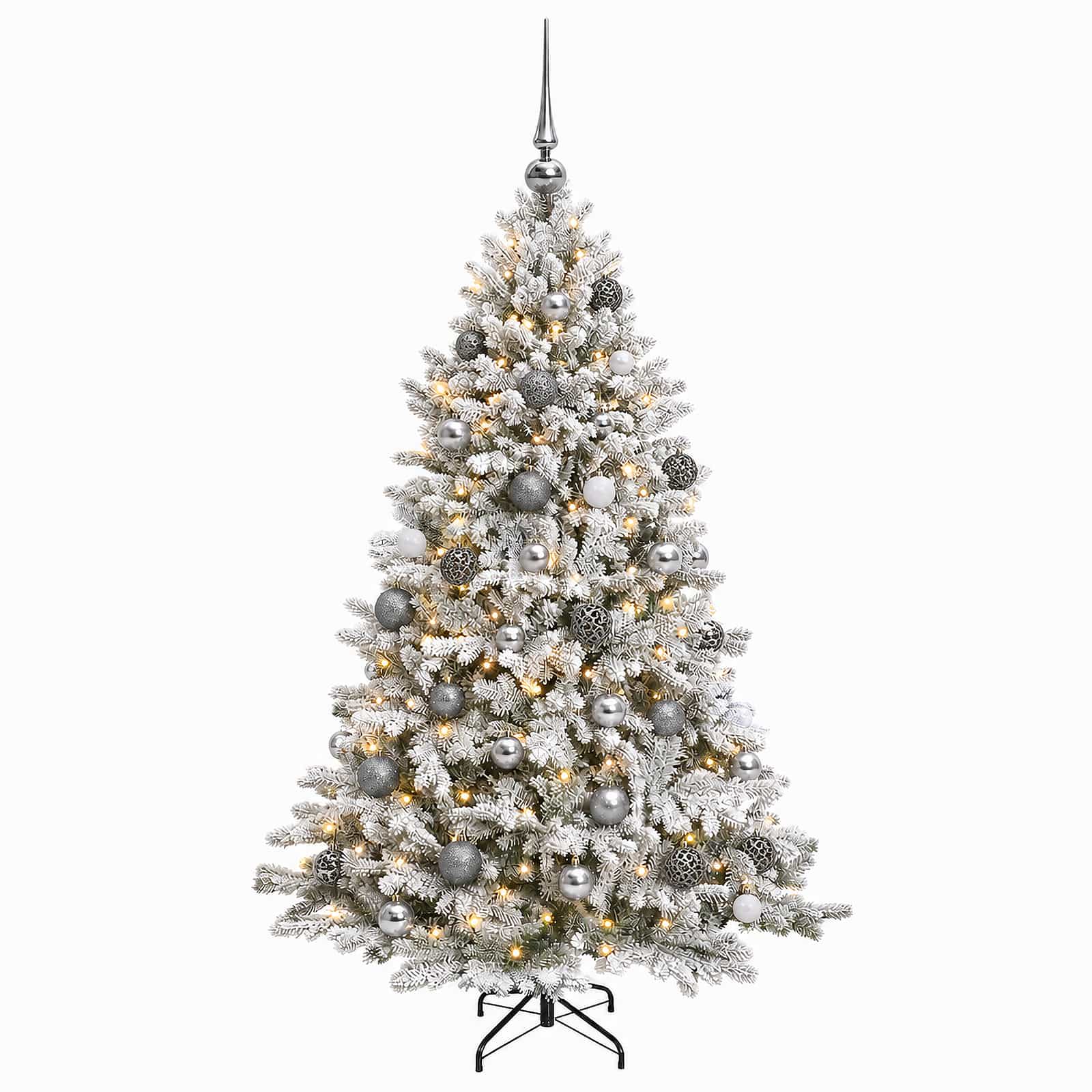 Umjetno božično drevo z okrasnimi kroglami 120 cm 150 LED