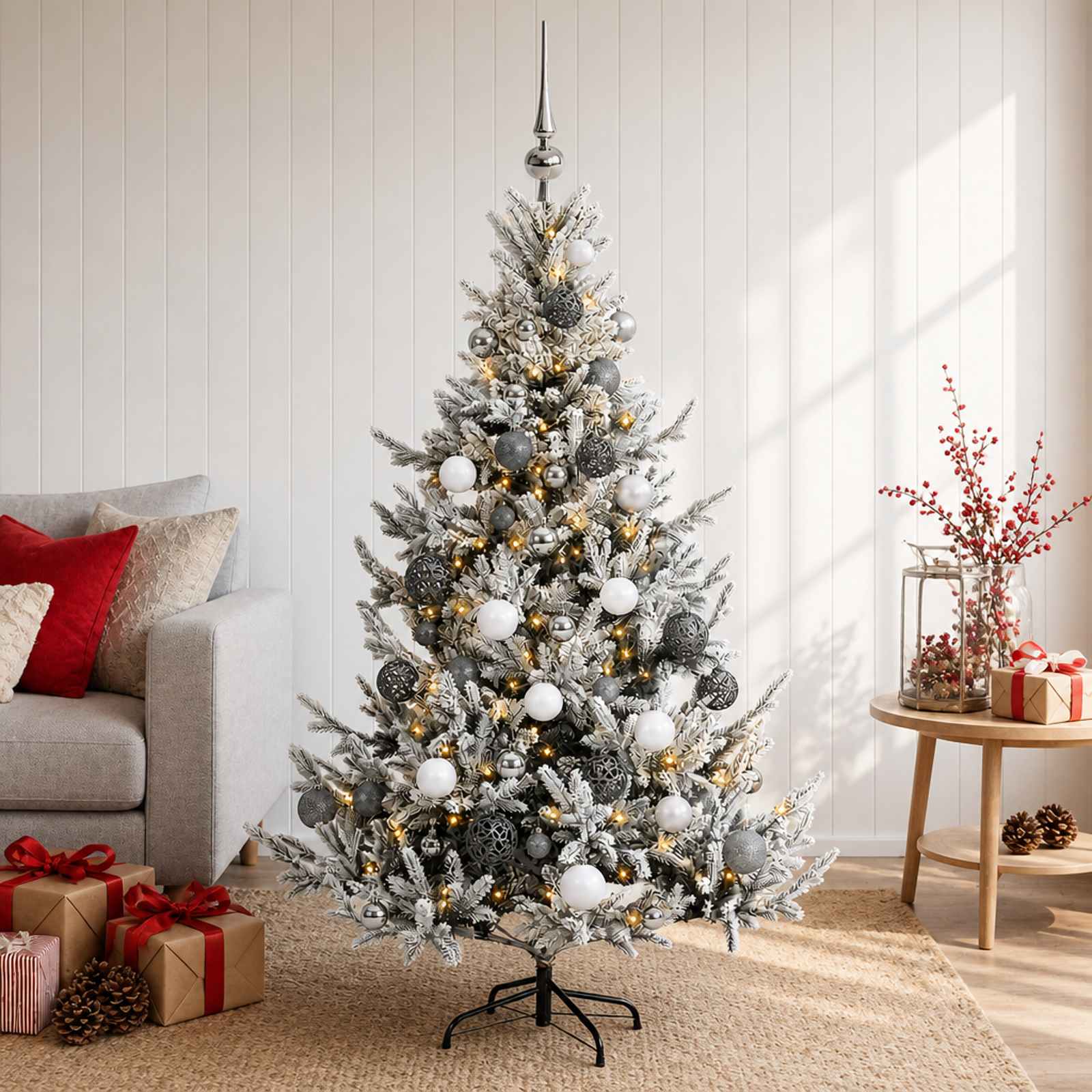 Umetna božična jelka z bučko 150 cm 150 LED Toplo bela
