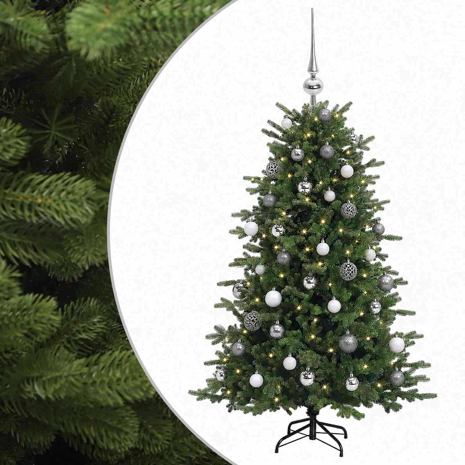 vidaXL Brad de Crăciun artificial cu glob 120 cm 150 LED-uri Alb cald
