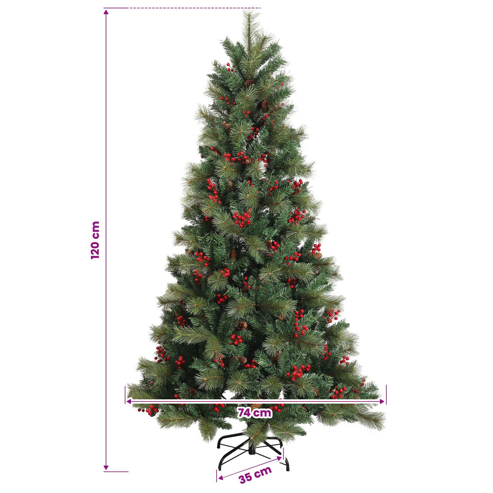Umetna božična jelka z bučko 120 cm 150 LED Toplo bela
