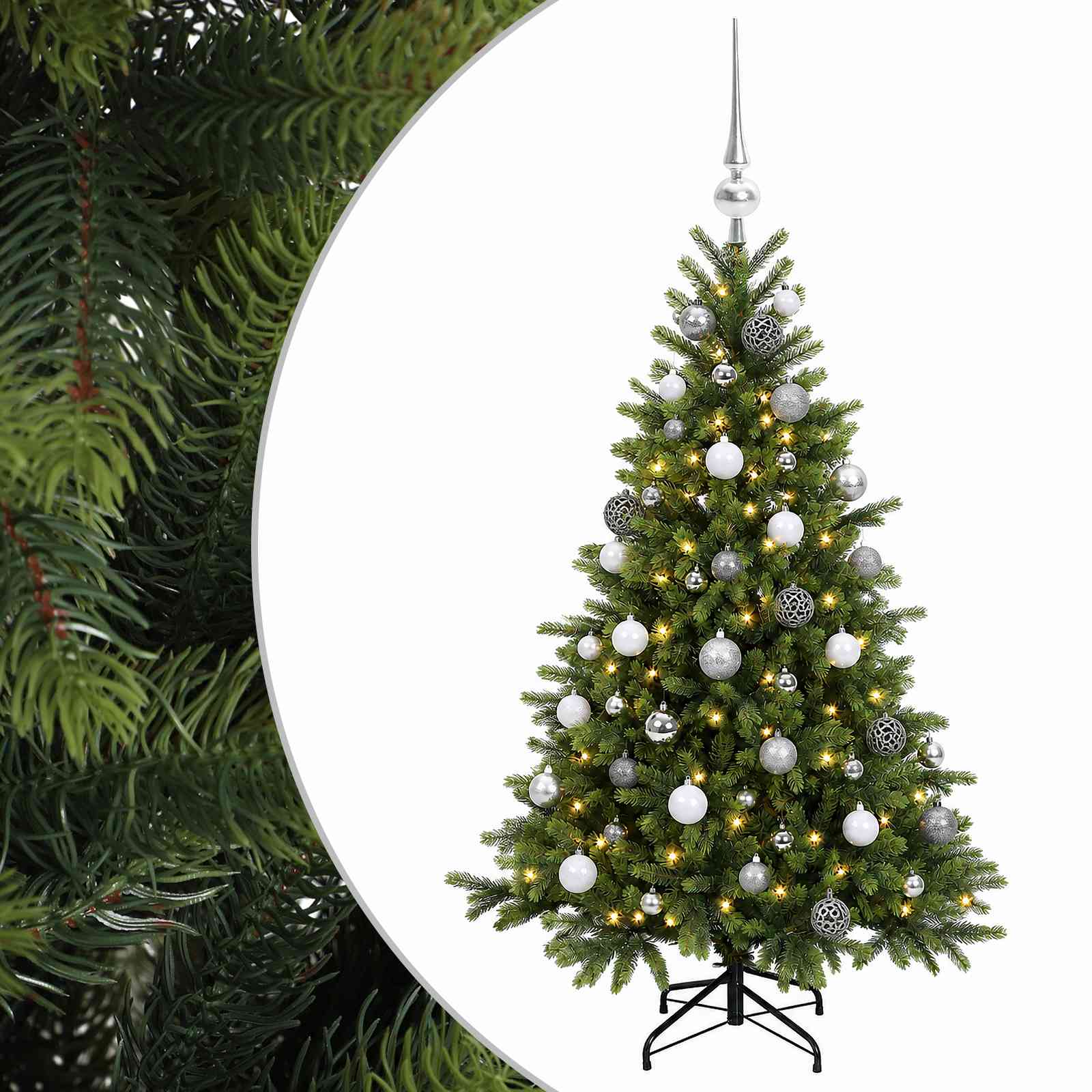 Umetna božična jelka z bučko 150 cm 150 LED Toplo bela
