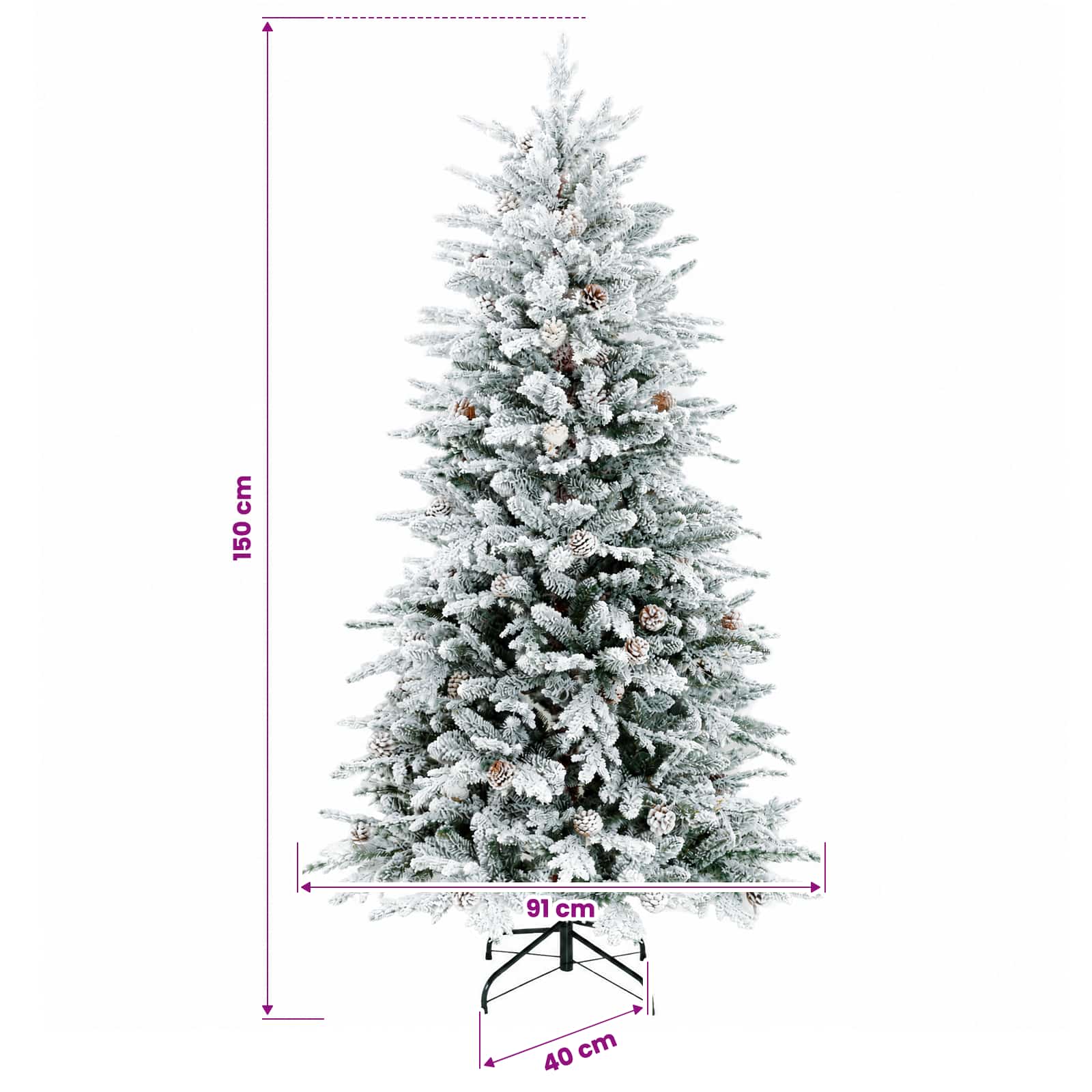 Umetno Zložljivo Božično Drevo 150 cm 150 LED Toplo bela