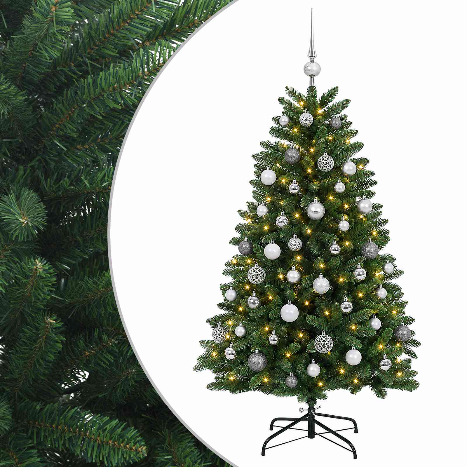 Umetno božično drevesce, srednje zeleno, z bunkicami 150 cm