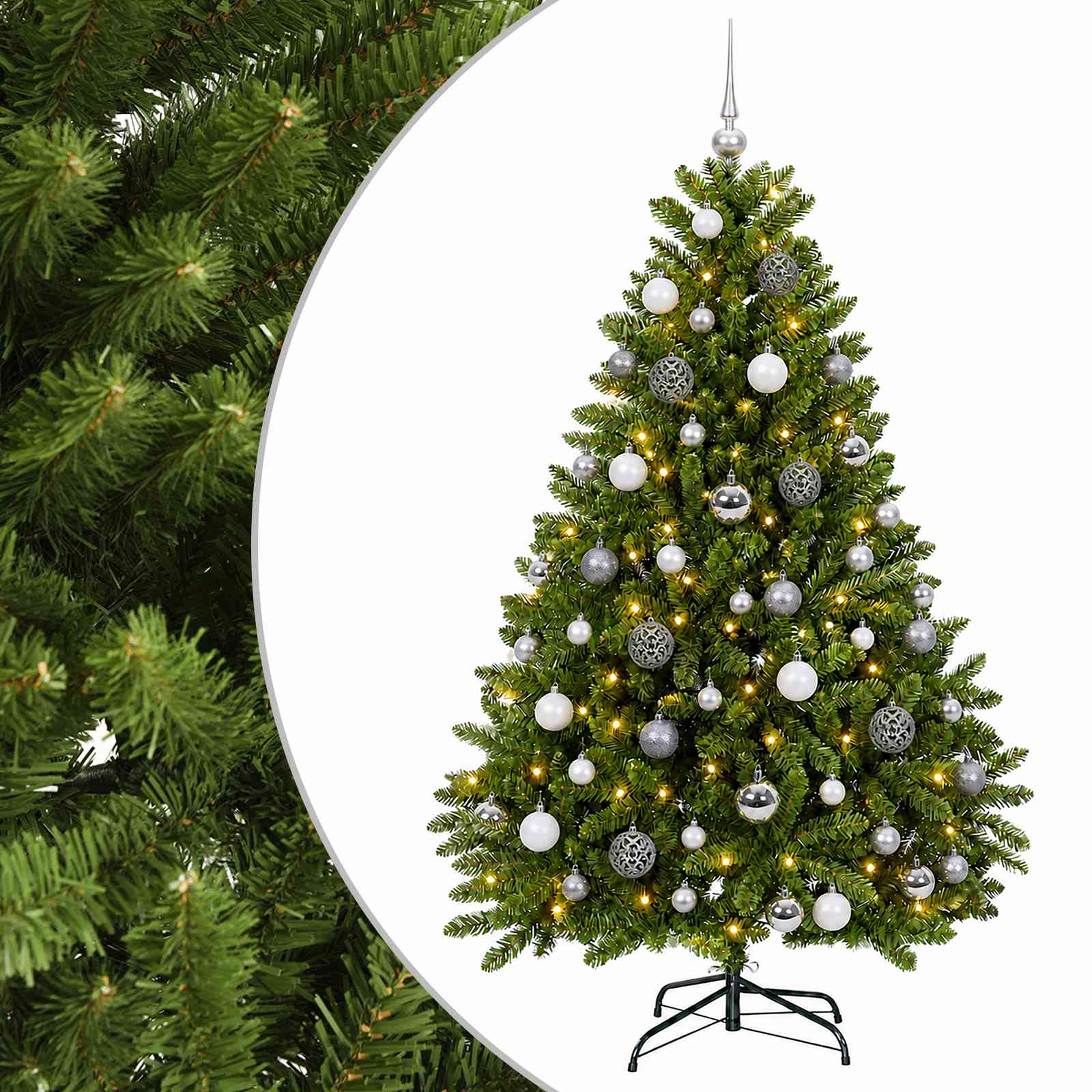 vidaXL Brad de Crăciun artificial, verde deschis, cu globuri 120 cm