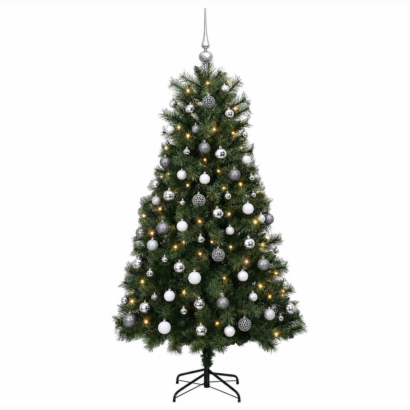 Umetno božično drevo s kroglicami in zložljivimi vejami 120 cm