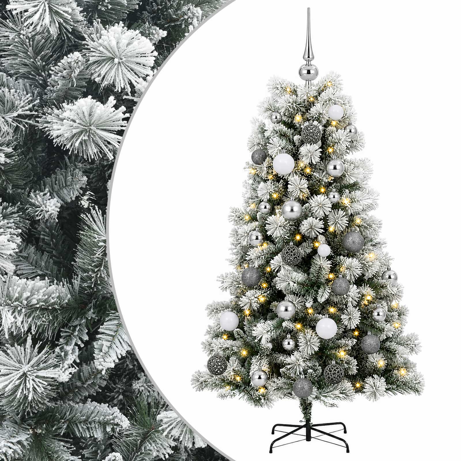 Umetno božično drevo s kroglicami in zložljivimi vejami 120 cm