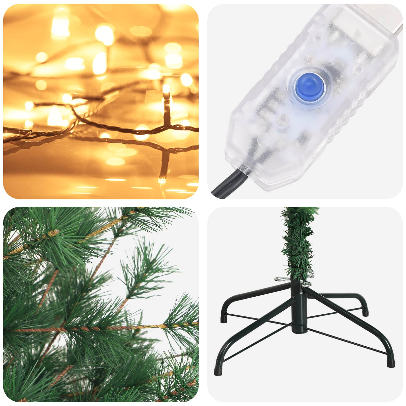 Umetno Zložljivo Božično Drevo 240 cm 300 LED Toplo bela