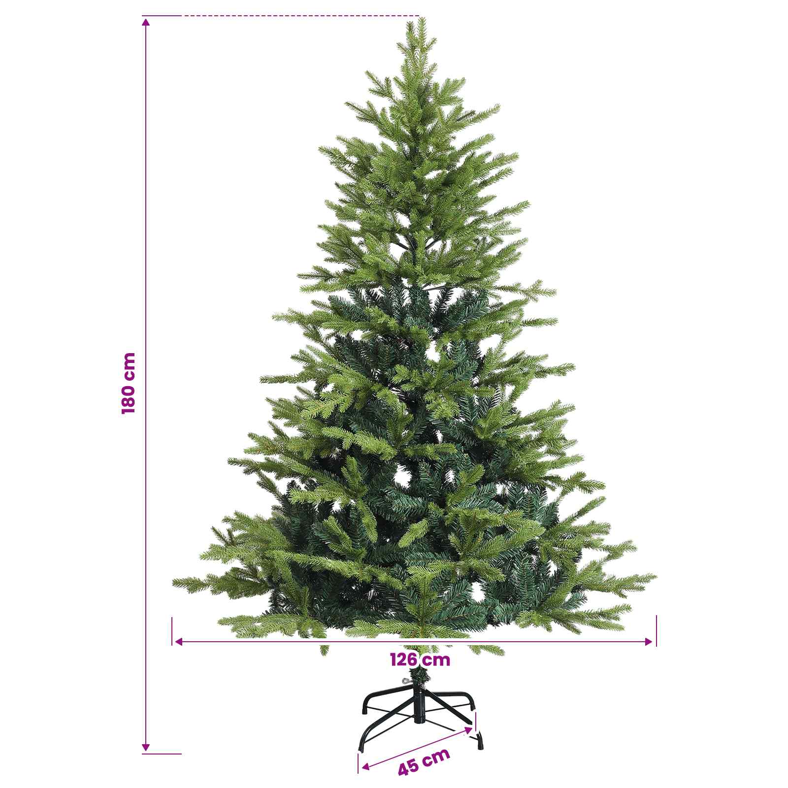 Artificial Christmas Tree with Bauble 300 LEDs size guide