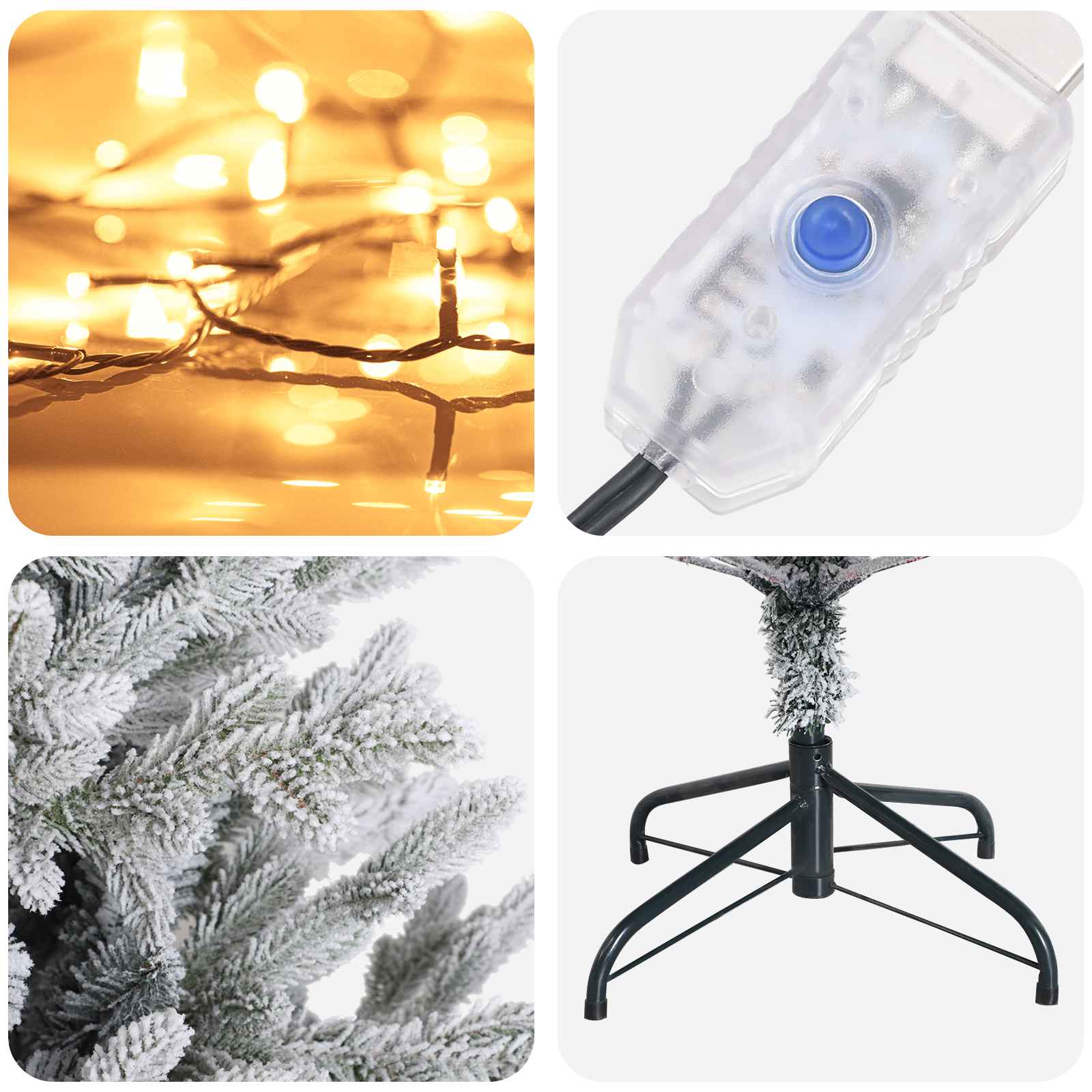 Umetno Zložljivo Božično Drevo 180 cm 300 LED Toplo bela