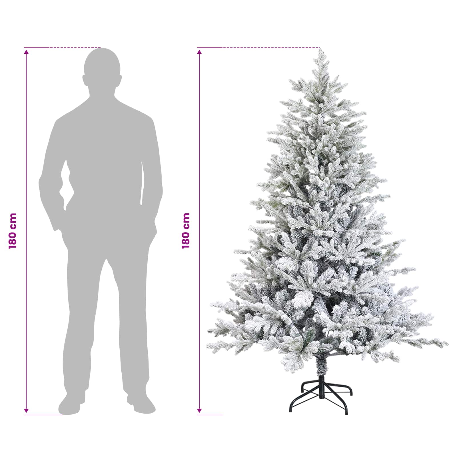 Umetno Zložljivo Božično Drevo 180 cm 300 LED Toplo bela