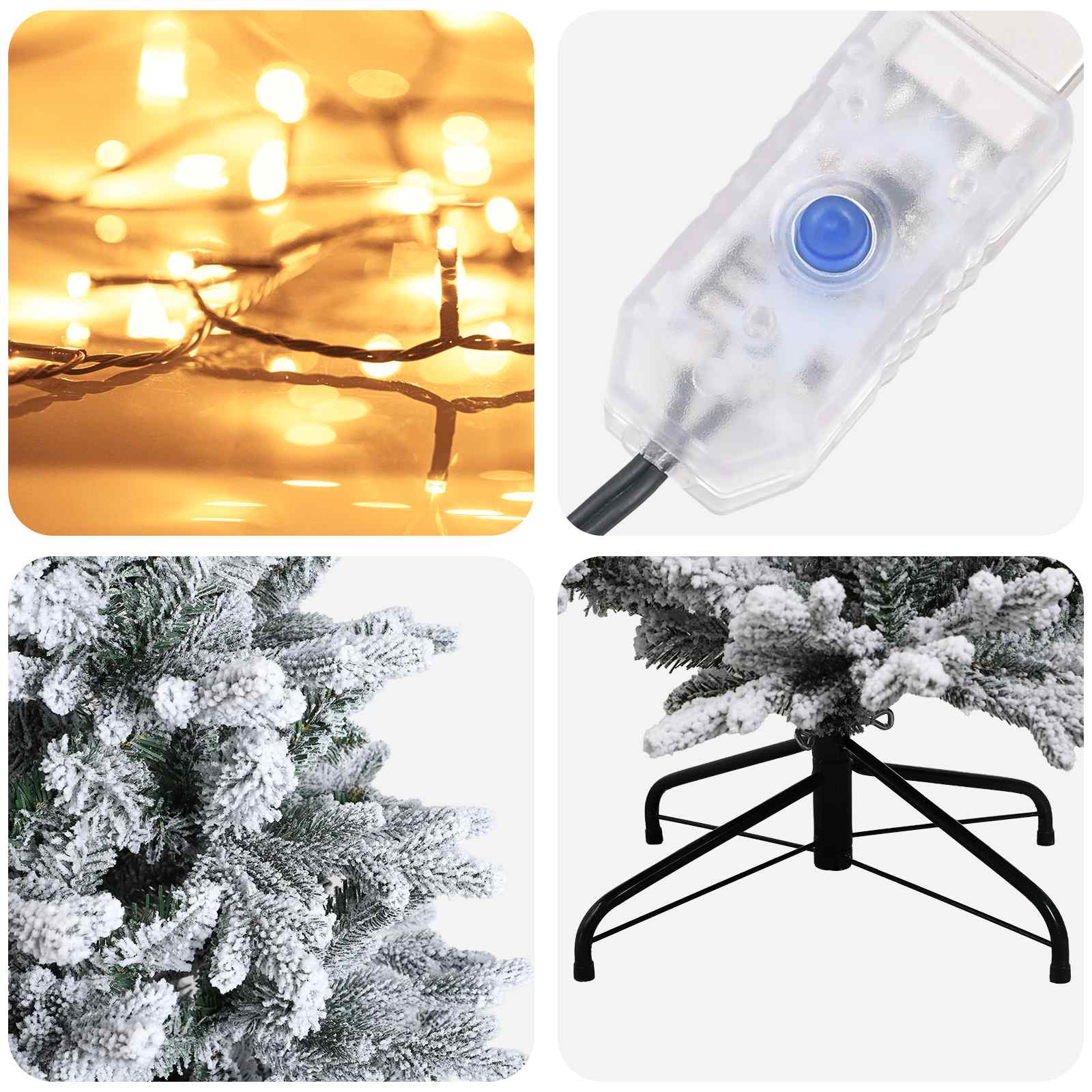 Umetno Zložljivo Božično Drevo 210 cm 300 LED Toplo bela