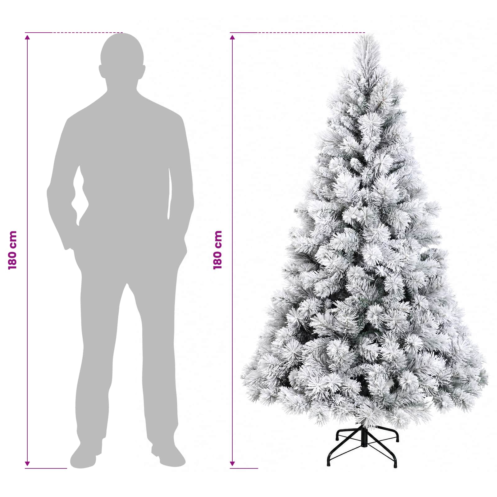 Umetno Zložljivo Božično Drevo 180 cm 300 LED Toplo bela