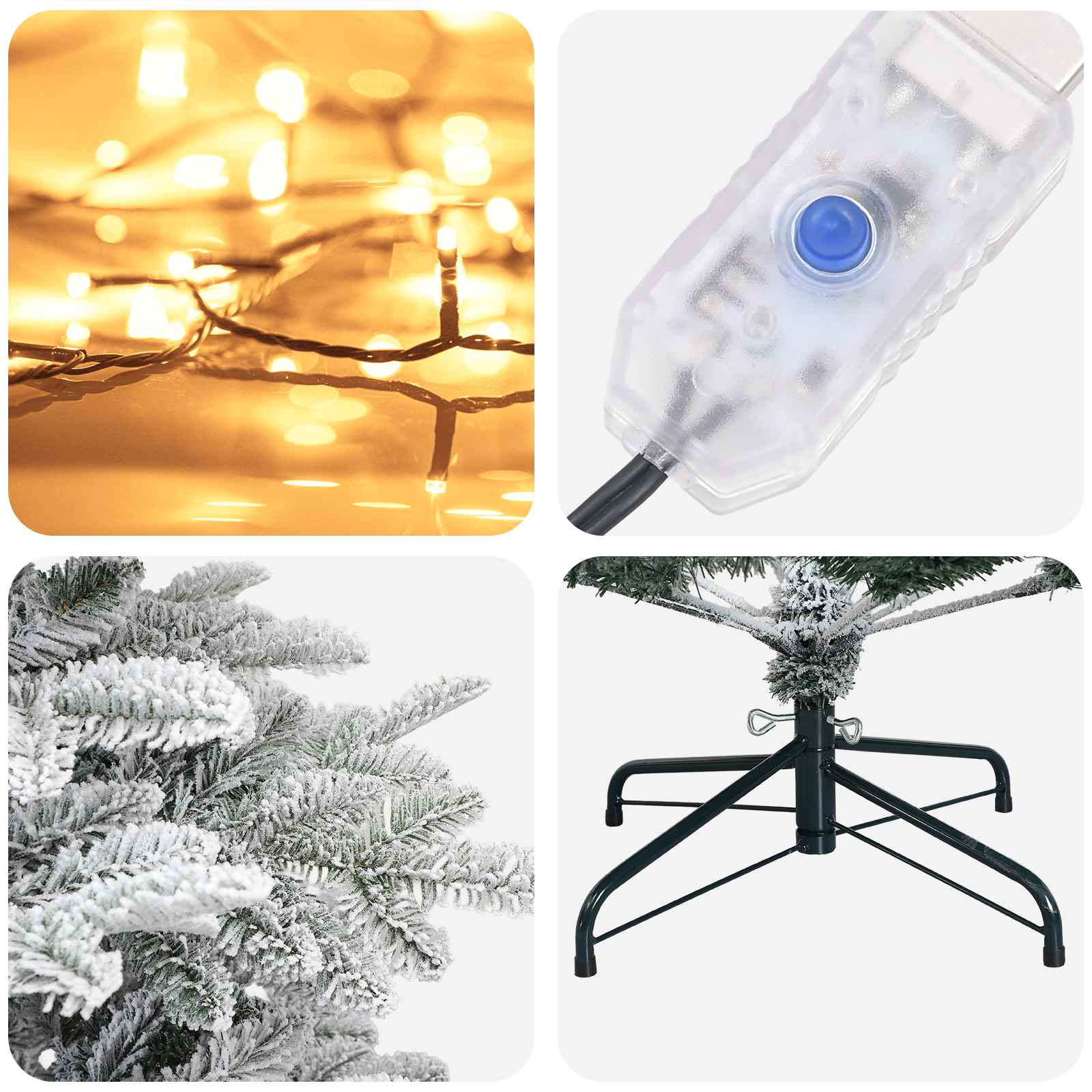 Umetno Zložljivo Božično Drevo 240 cm 300 LED Toplo bela