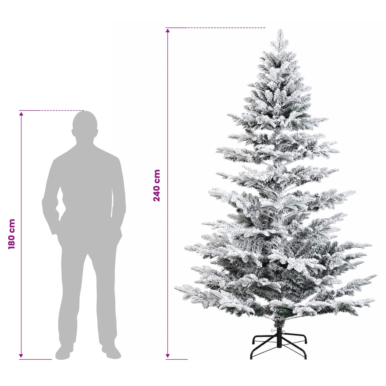 Umetno Zložljivo Božično Drevo 240 cm 300 LED Toplo bela