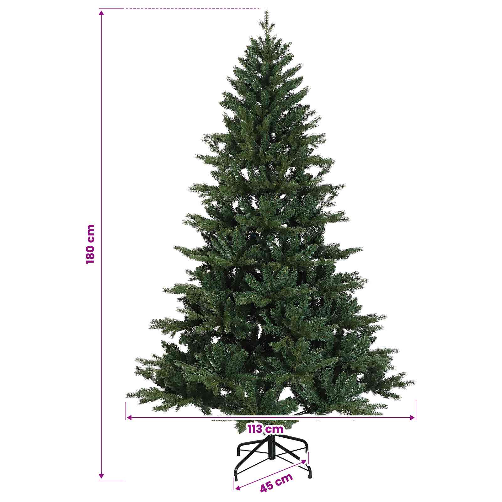 Artificial Hinged Christmas Tree size guide