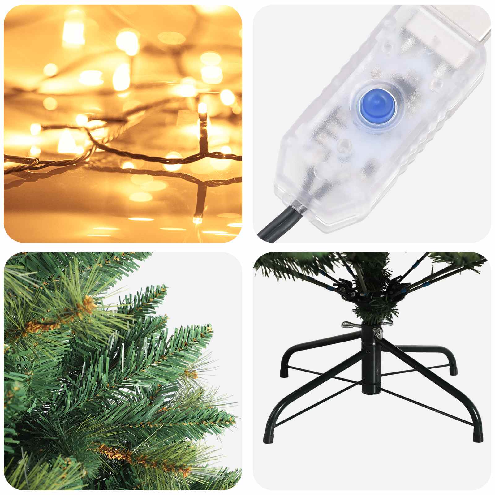 Umetno Zložljivo Božično Drevo 240 cm 300 LED Toplo bela