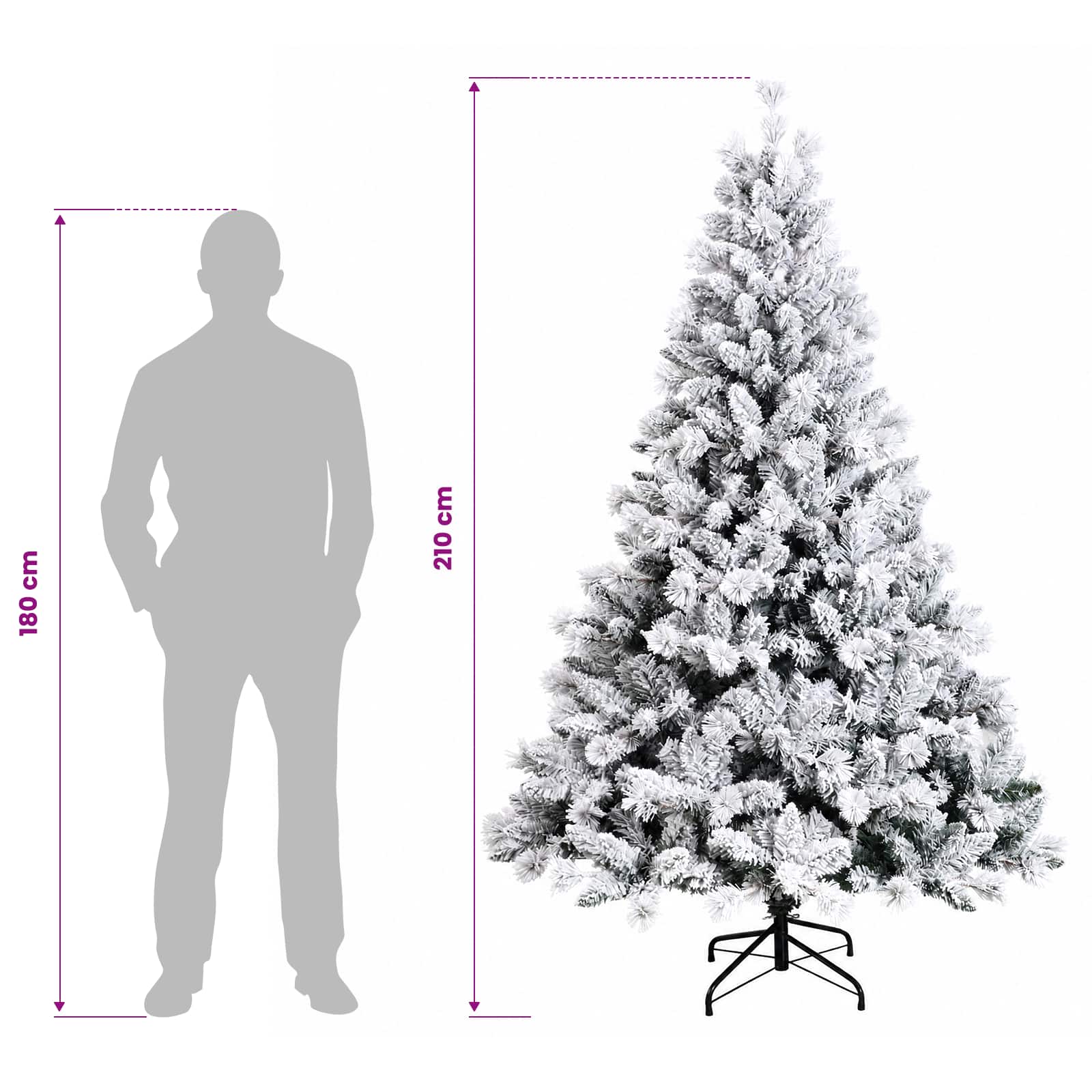 Artificial Christmas Tree with Bauble 300 LEDs size guide