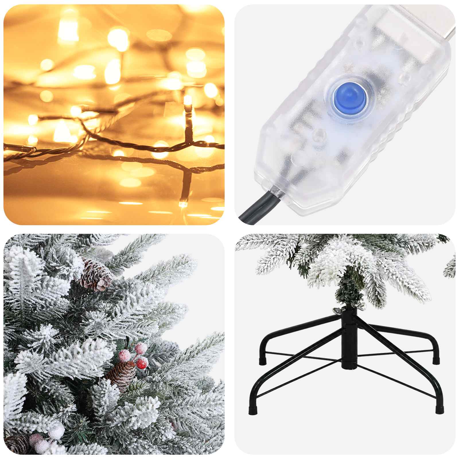 Umetno Zložljivo Božično Drevo 210 cm 300 LED Toplo bela