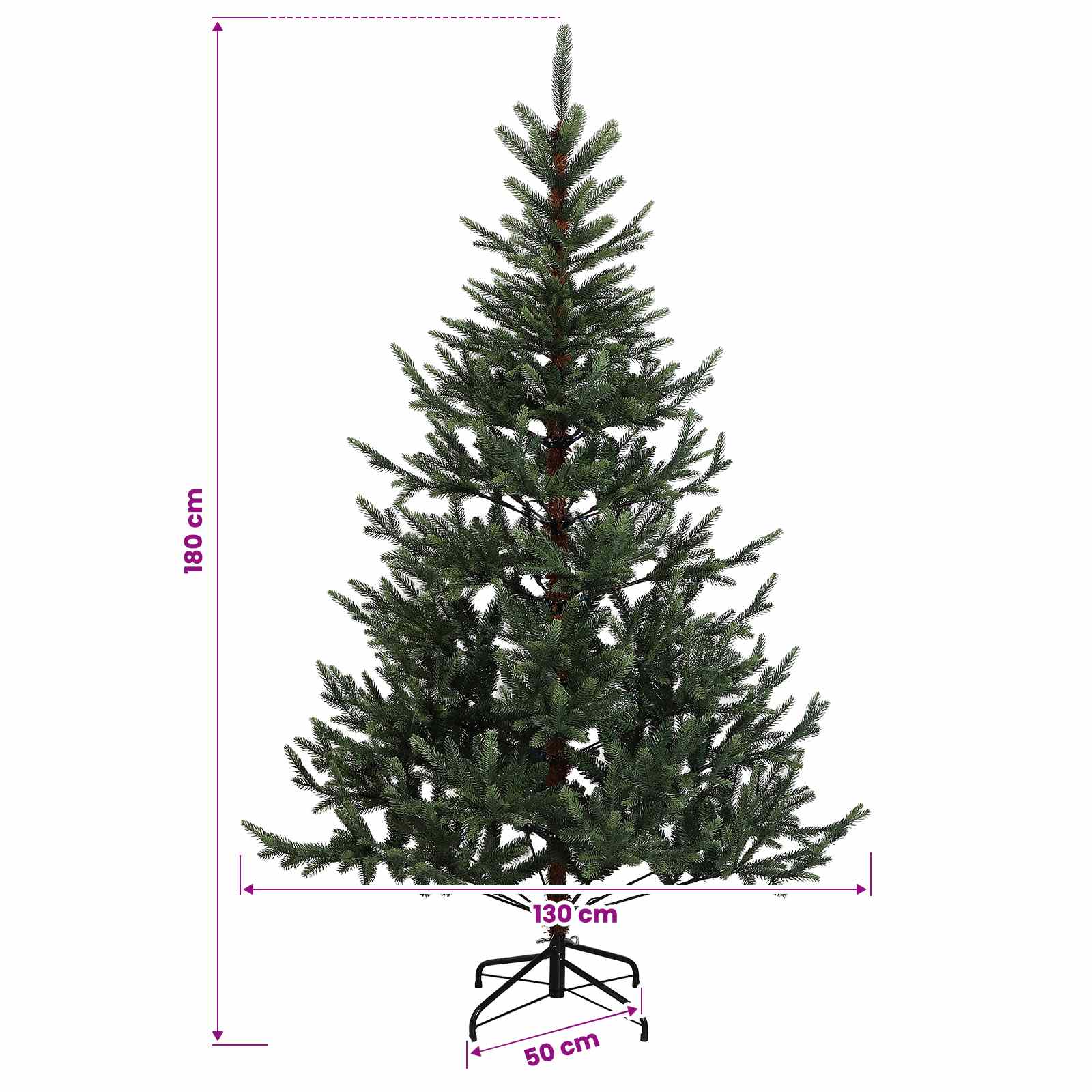 Artificial Christmas Tree with Bauble 300 LEDs size guide