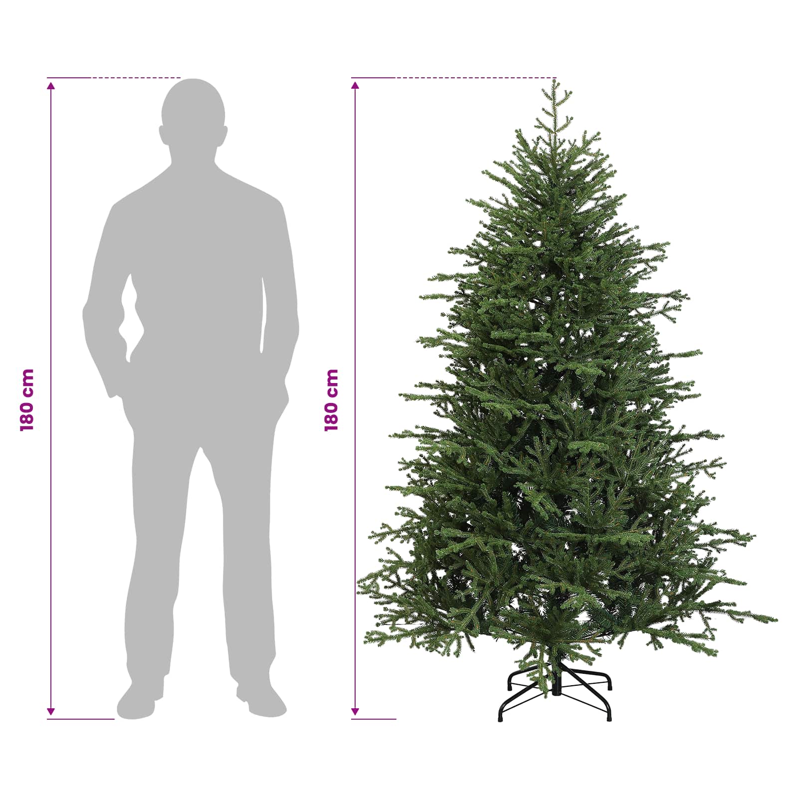 Umetno Zložljivo Božično Drevo 180 cm 300 LED Toplo bela