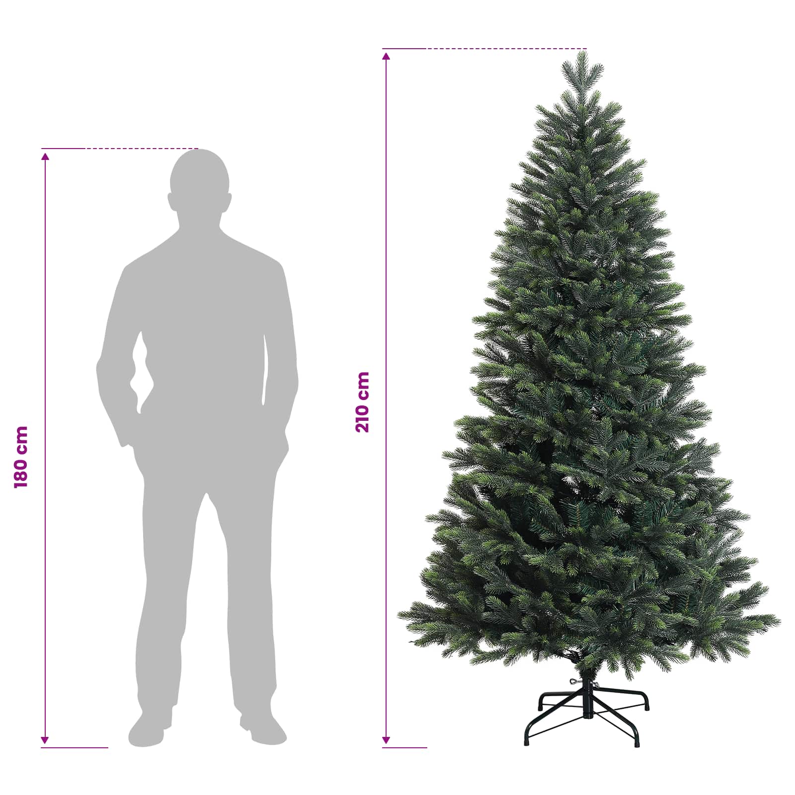 Umetno Zložljivo Božično Drevo 210 cm 300 LED Toplo bela