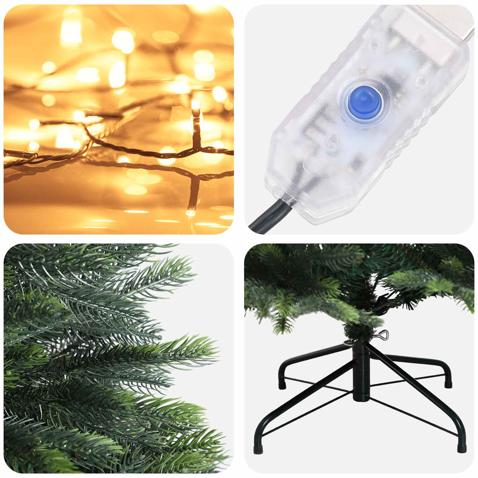 Umetno Zložljivo Božično Drevo 240 cm 300 LED Toplo bela