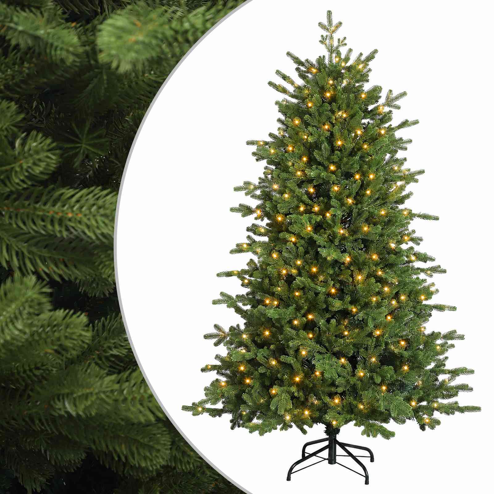 Umetno Zložljivo Božično Drevo 210 cm 300 LED Toplo bela