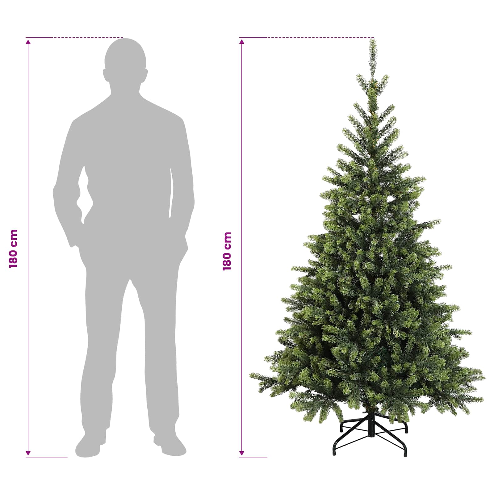 Umetno Zložljivo Božično Drevo 180 cm 300 LED Toplo bela