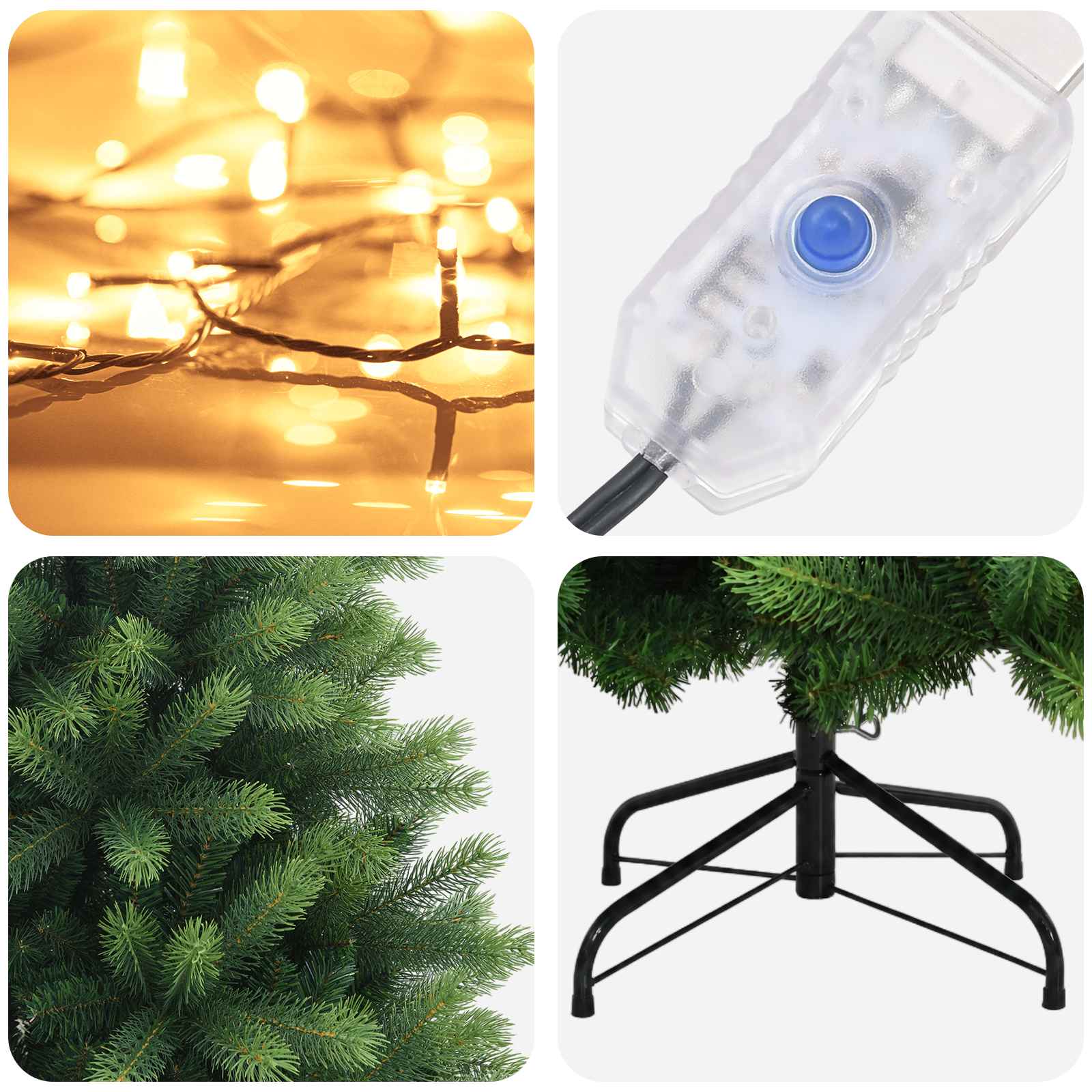 Umetno Zložljivo Božično Drevo 210 cm 300 LED Toplo bela