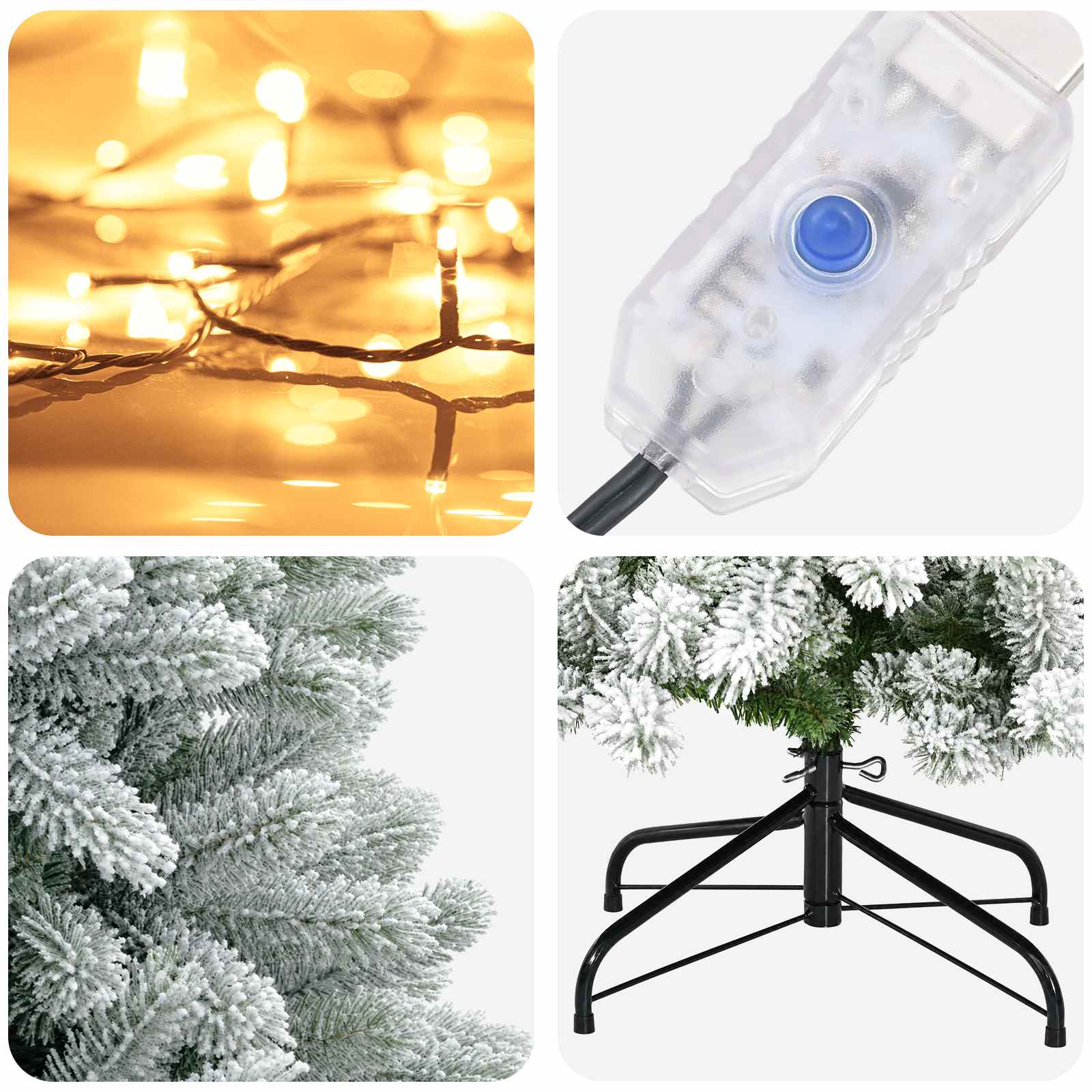 Umetno Zložljivo Božično Drevo 180 cm 300 LED Toplo bela