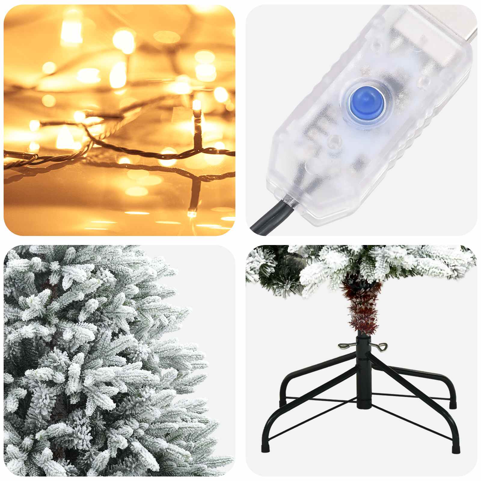 Umetno Zložljivo Božično Drevo 180 cm 300 LED Toplo bela