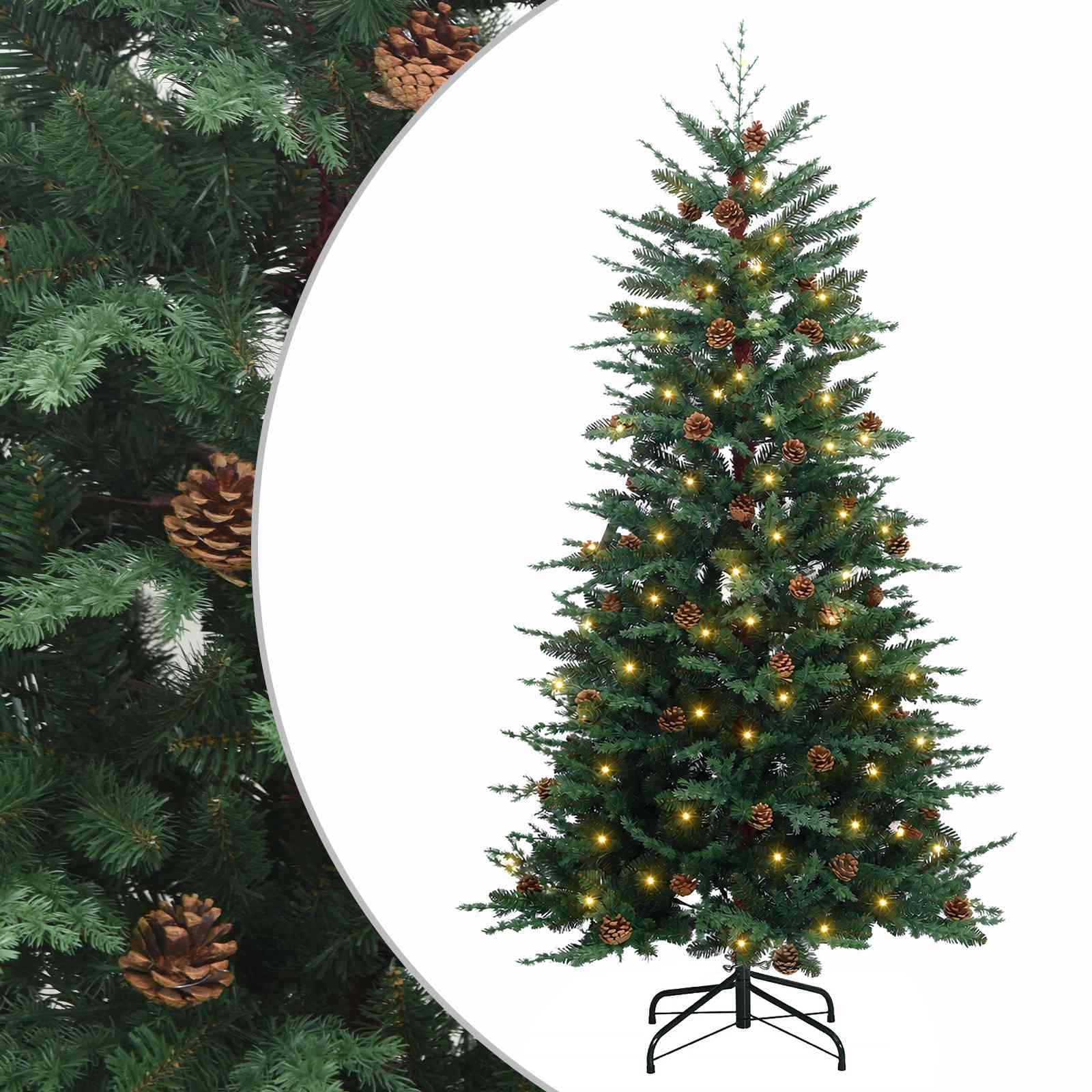 vidaXL Umelý Sklápací Vianočný Stromček 180 cm 300 LED Teplá biela