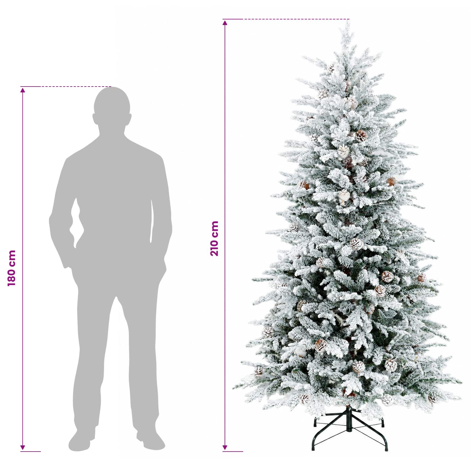 Artificial Christmas Tree with Bauble 300 LEDs size guide