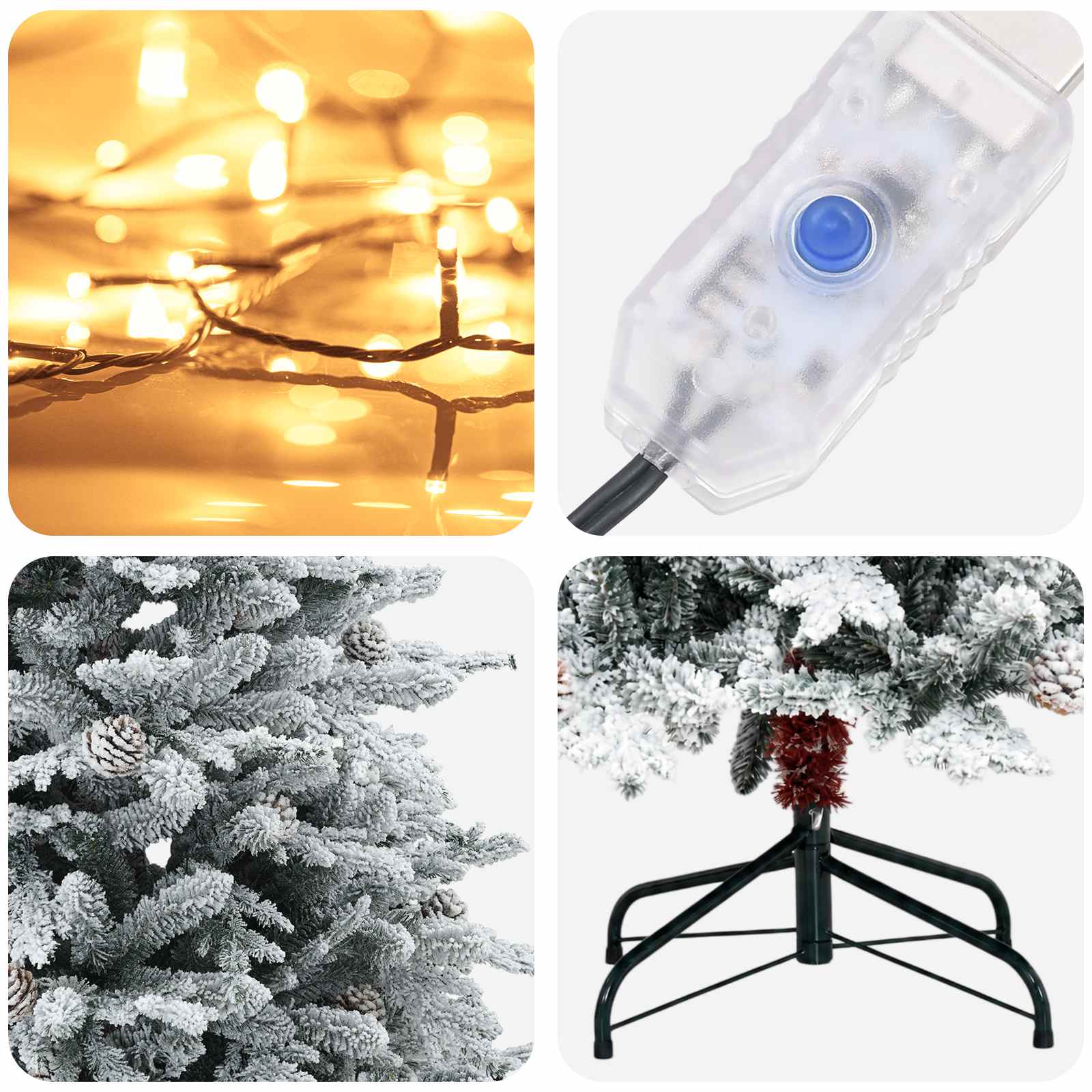 Umetno Zložljivo Božično Drevo 240 cm 300 LED Toplo bela