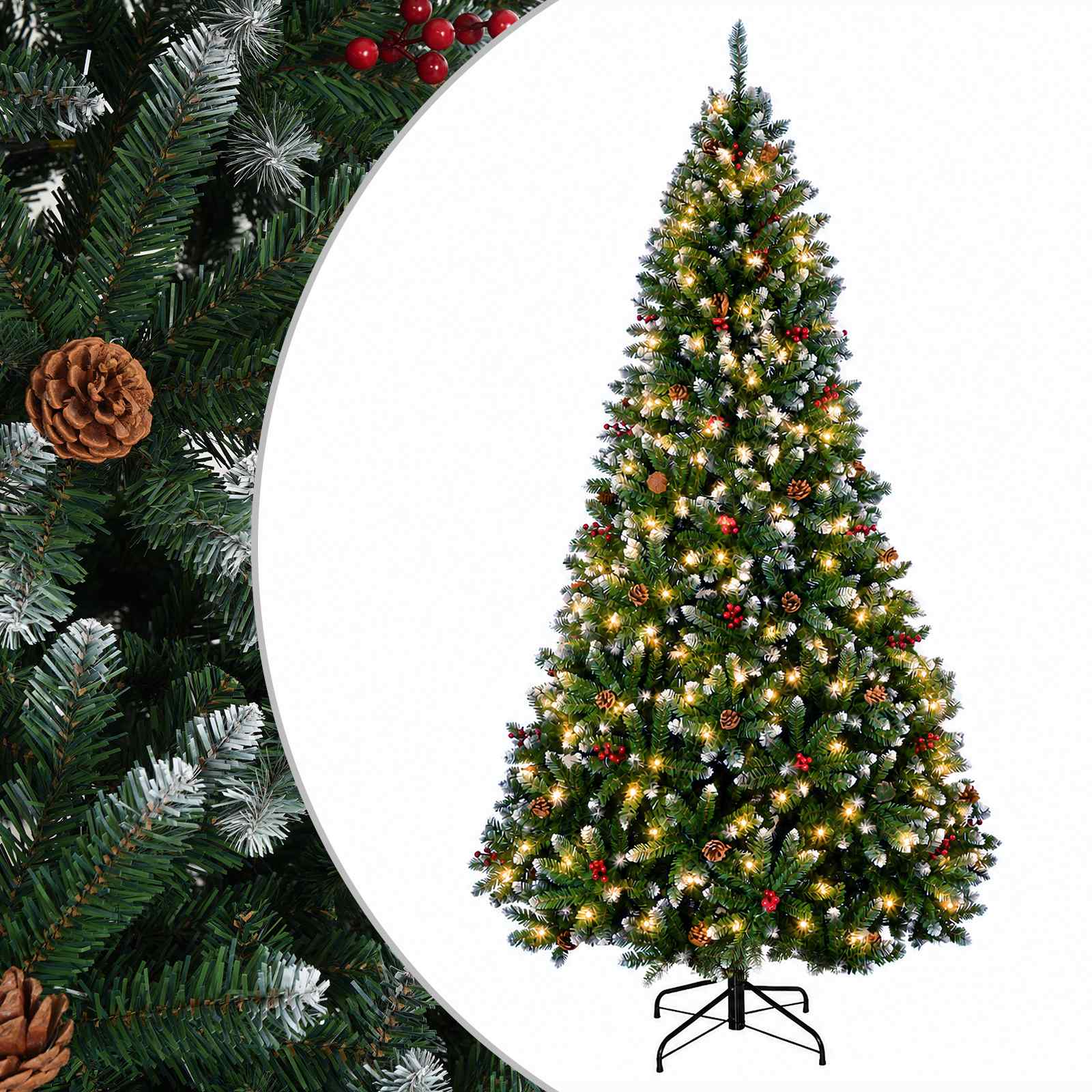 vidaXL Umelý vianočný stromček s kĺbovou konštrukciou 210 cm 300 LED
