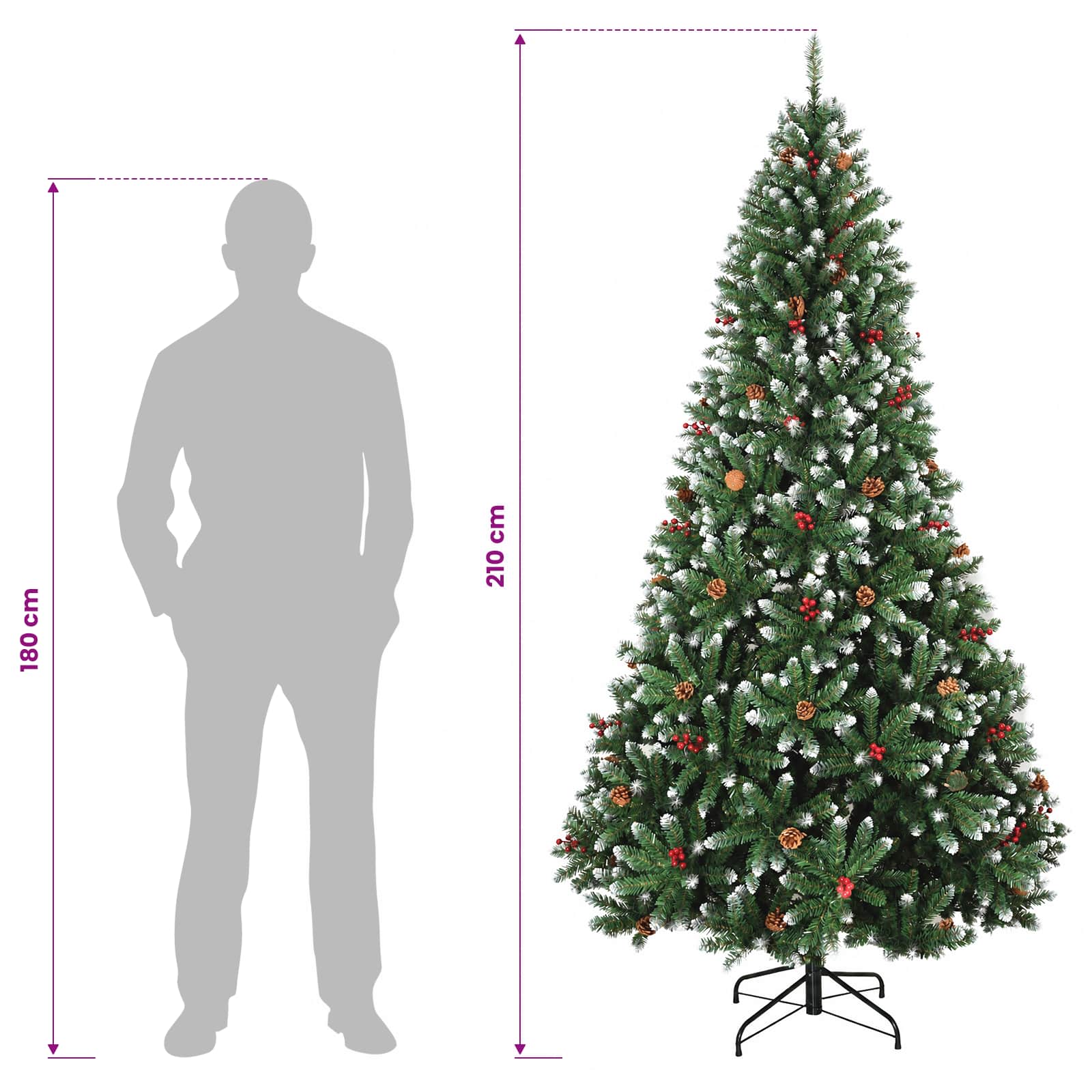 Umetno Zložljivo Božično Drevo 210 cm 300 LED Toplo bela