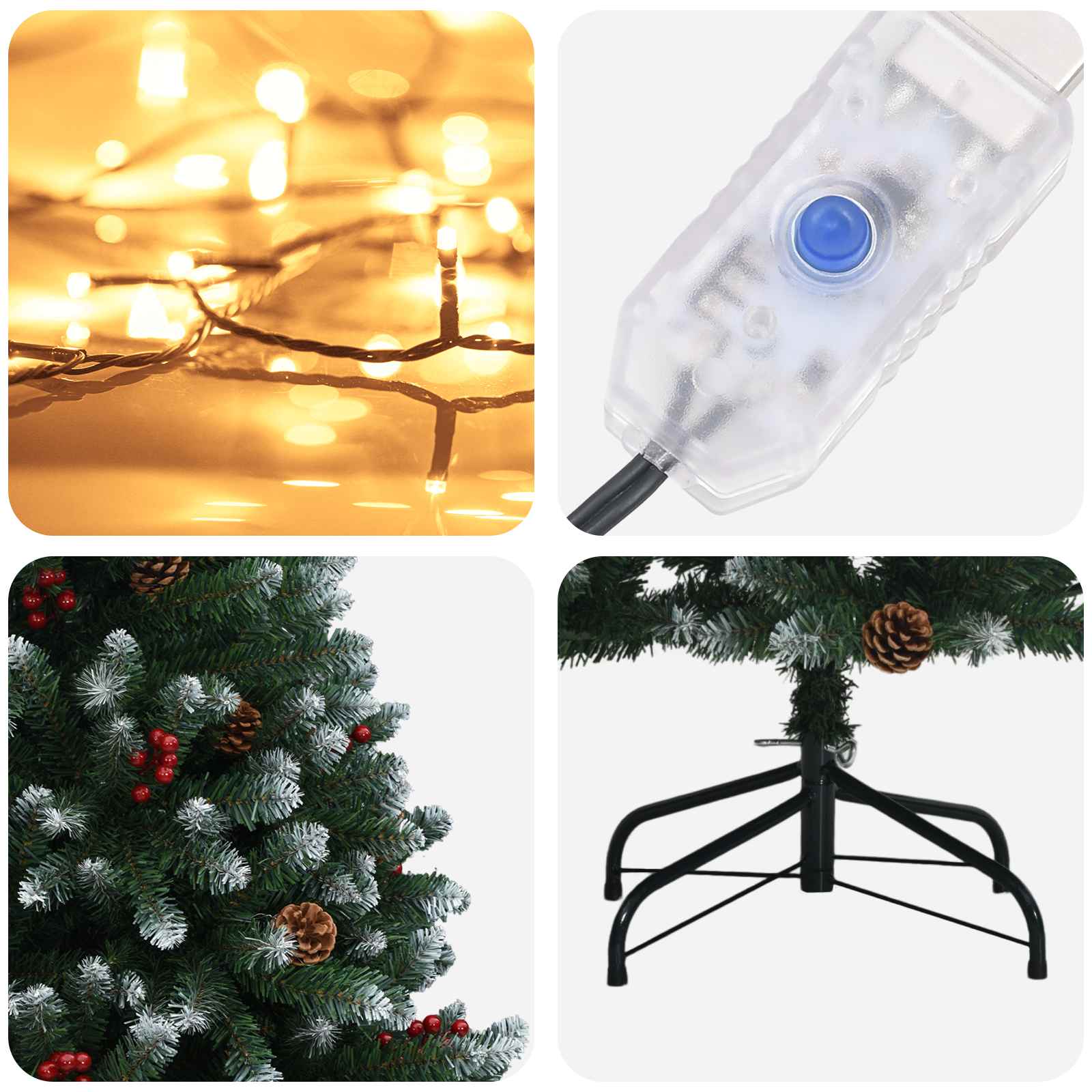 Umetno božično drevesce s tečaji 240 cm 300 LED Toplo bela