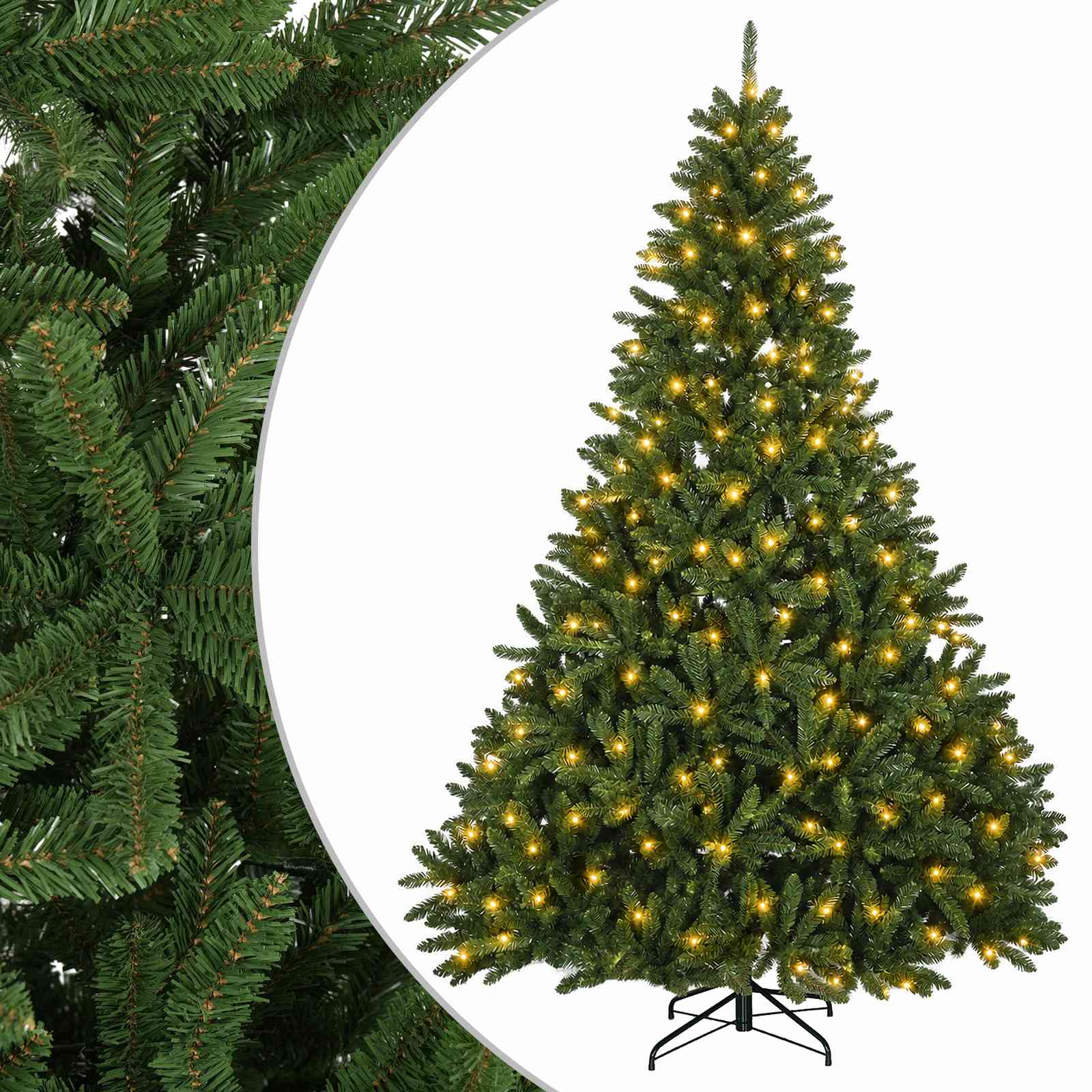 Umetno Zložljivo Božično Drevo 210 cm 300 LED Toplo bela