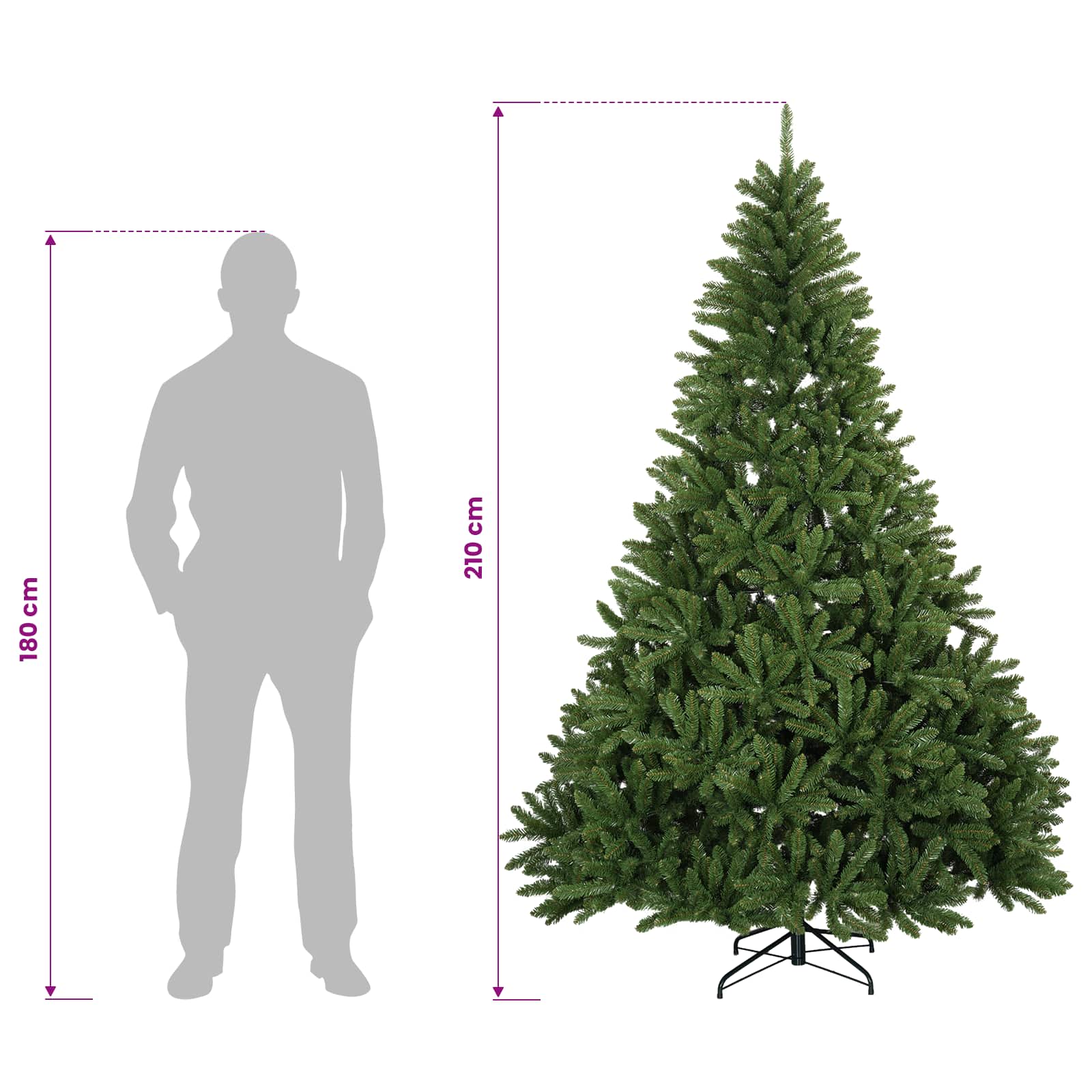 Umetno Zložljivo Božično Drevo 210 cm 300 LED Toplo bela