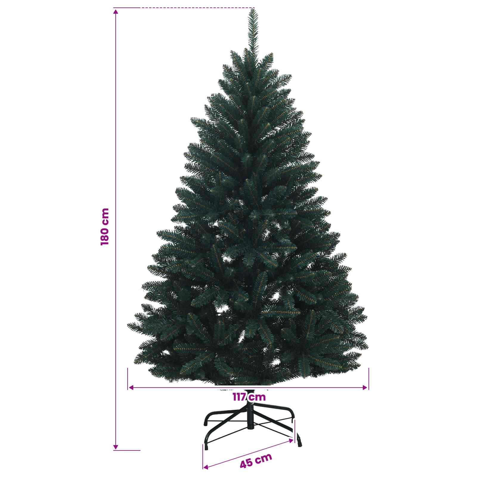 Artificial Christmas Tree with Bauble size guide