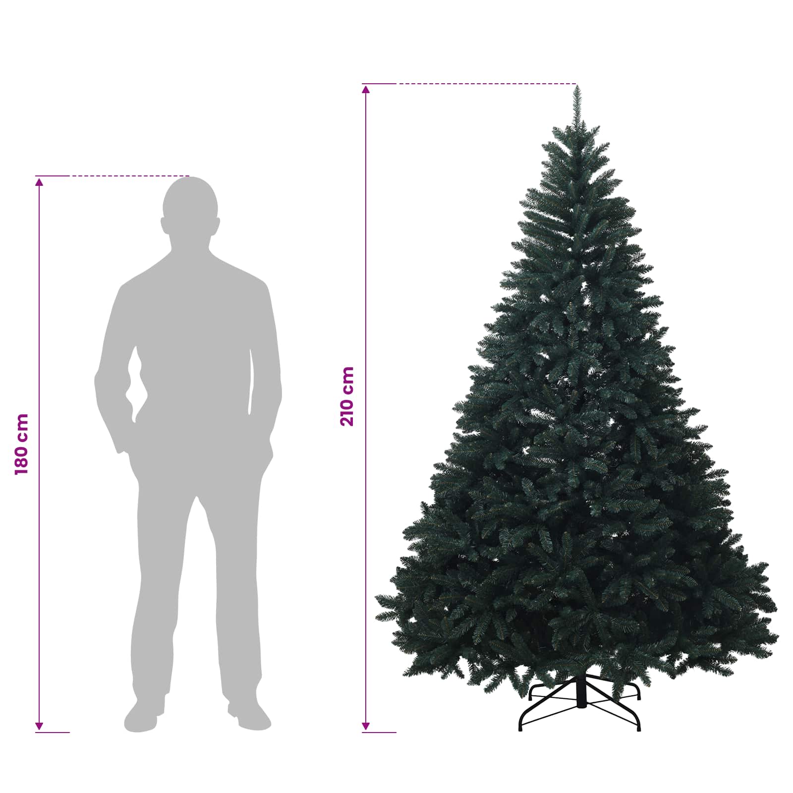Artificial Christmas Tree with Baubles size guide
