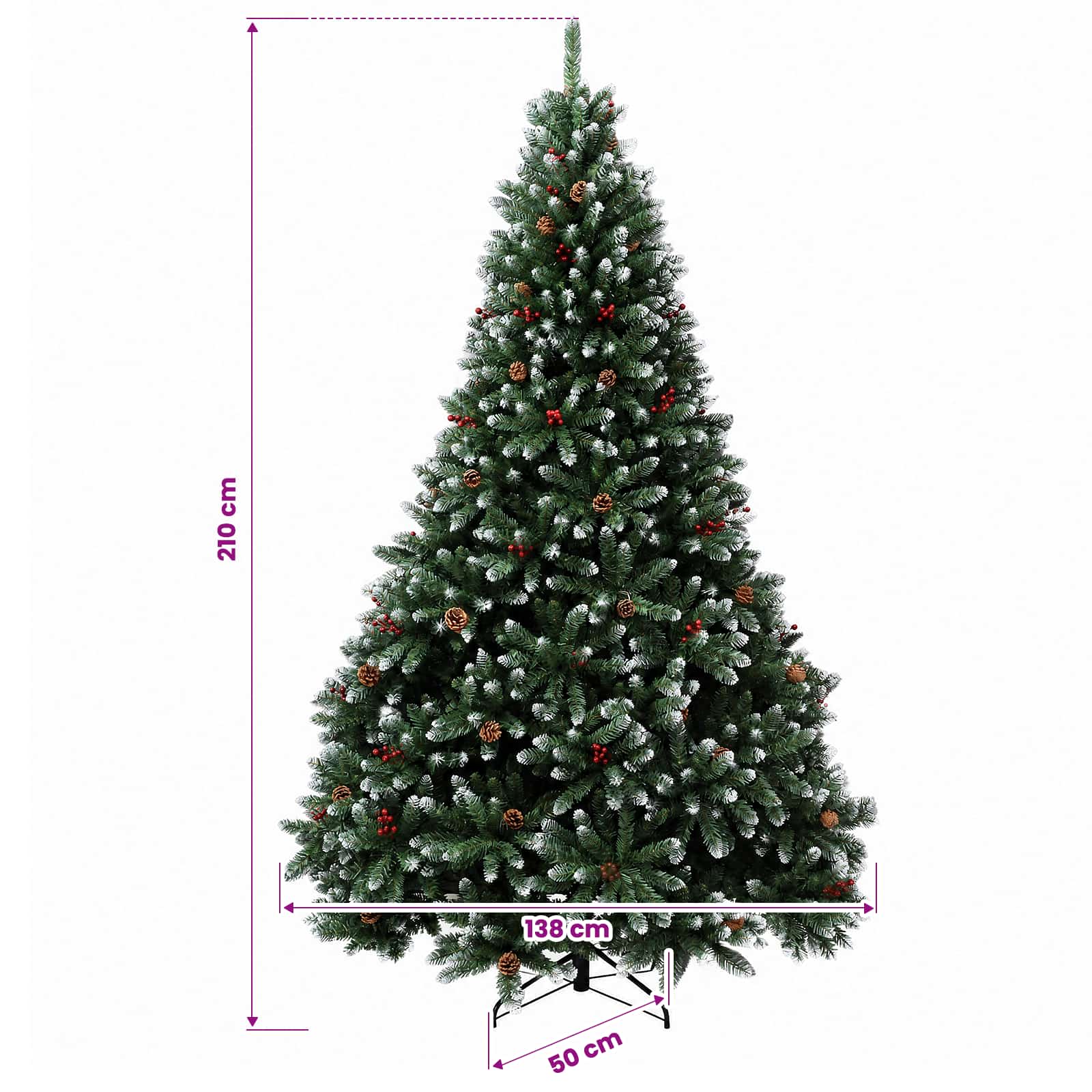Artificial Christmas Tree with Bauble 300 LEDs size guide