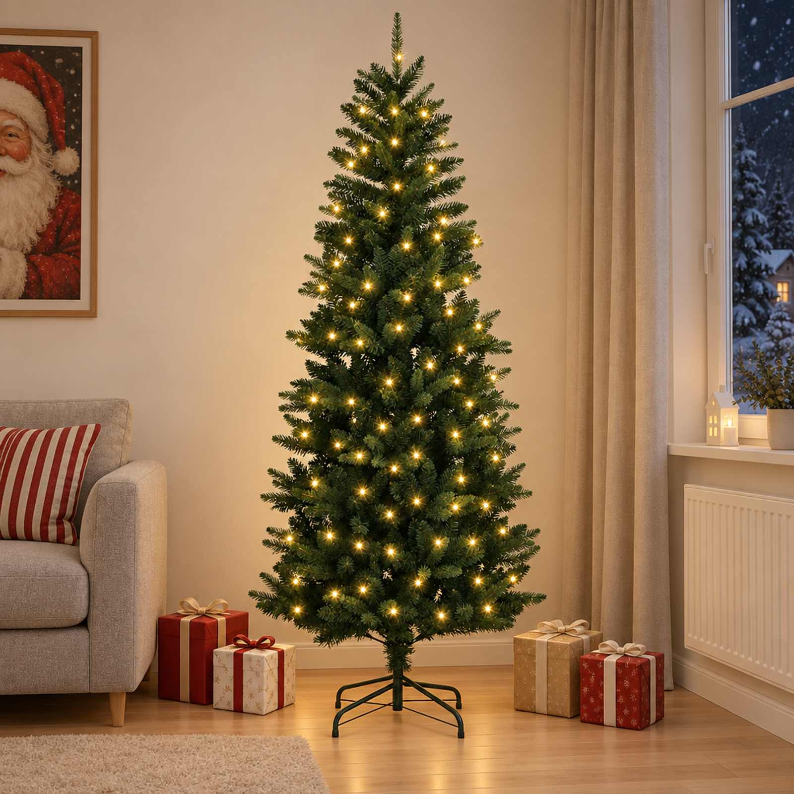 vidaXL Kunstig sammensatt juletre 180 cm 300 LED-lys Varmhvit