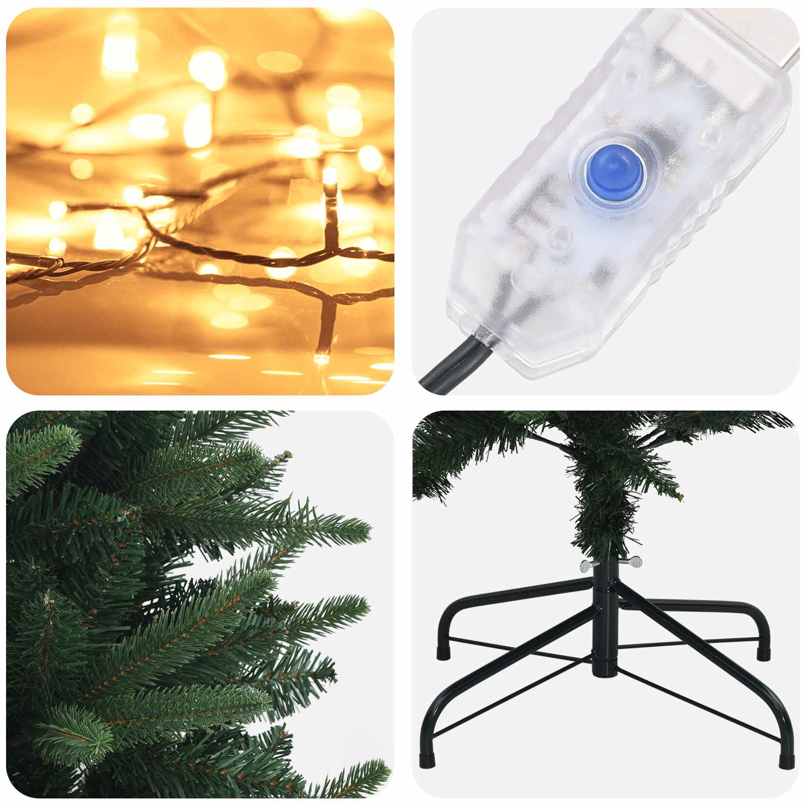 Umetno Zložljivo Božično Drevo 240 cm 300 LED Toplo bela