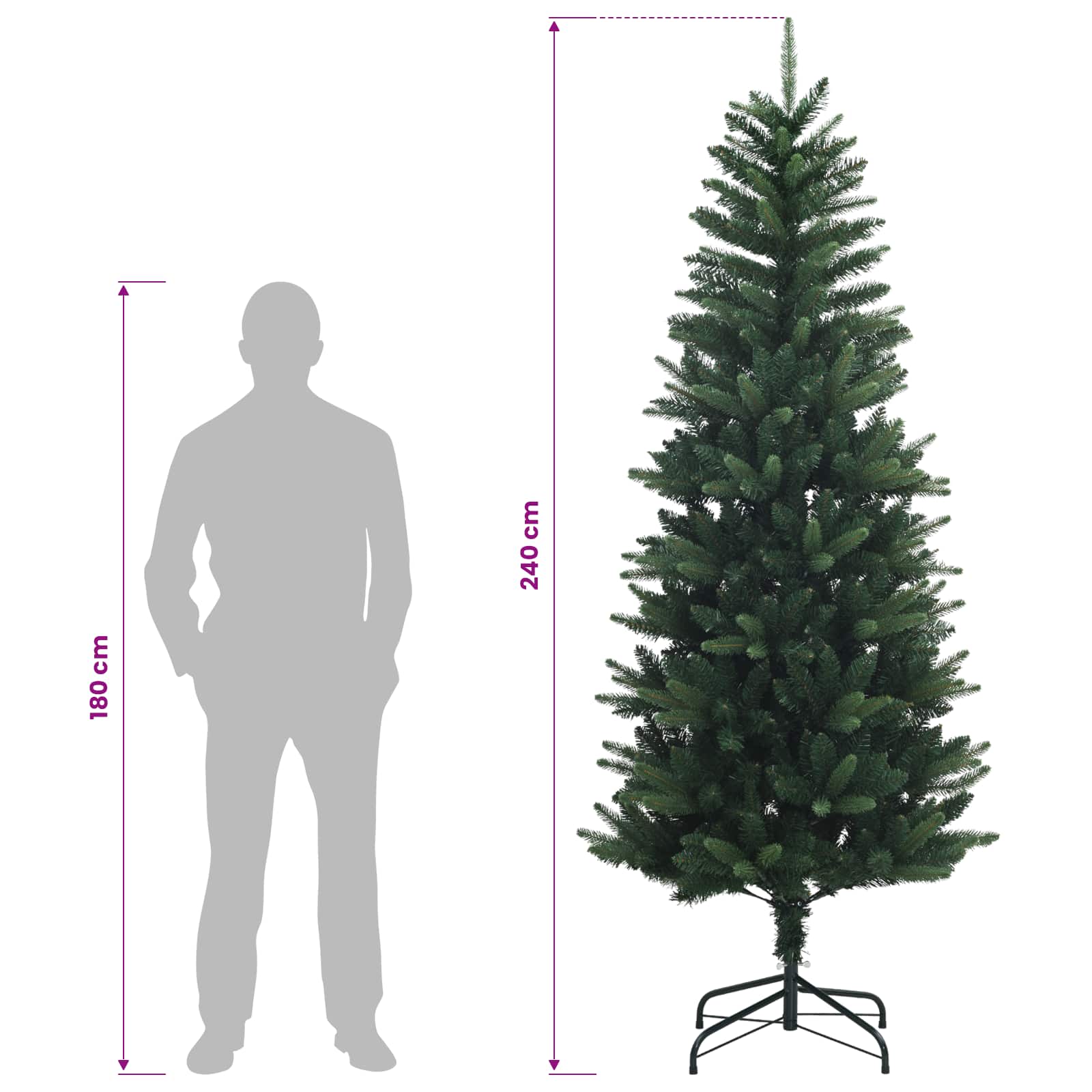 Umetno Zložljivo Božično Drevo 240 cm 300 LED Toplo bela
