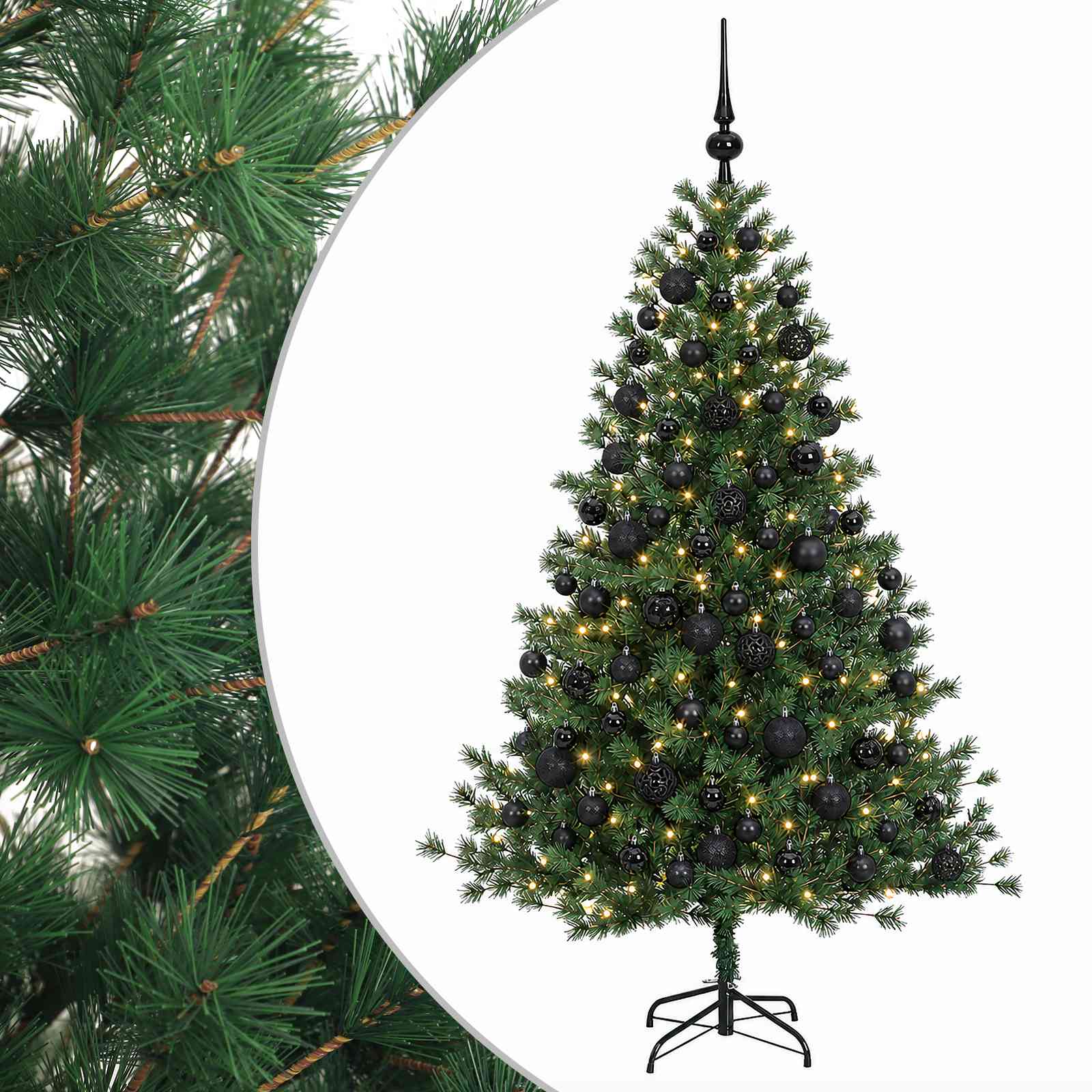 Umetna božična jelka z bučko 210 cm 300 LED Toplo bela