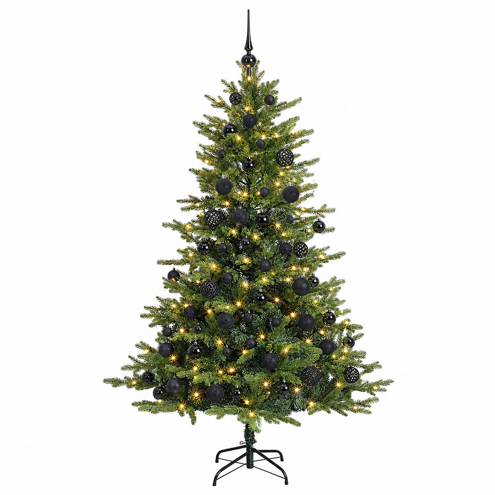 Umjetno božično drevo z okrasnimi kroglami 210 cm 300 LED