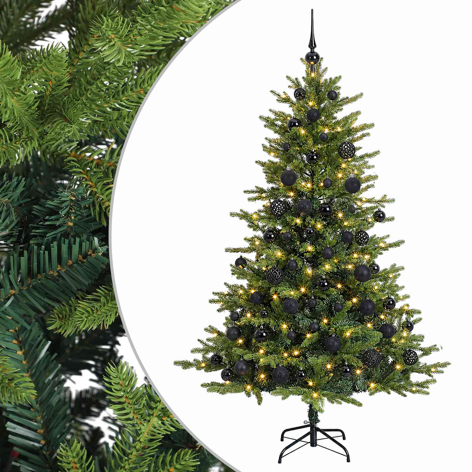 vidaXL Umelý vianočný stromček s guľami 240 cm 300 LED Teplá biela